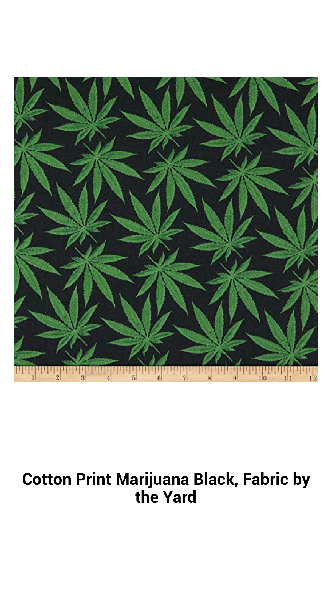 Versatile Black Cotton Fabric with Marijuana Print – Soft, Stylish, and Perfect for Your Next Project