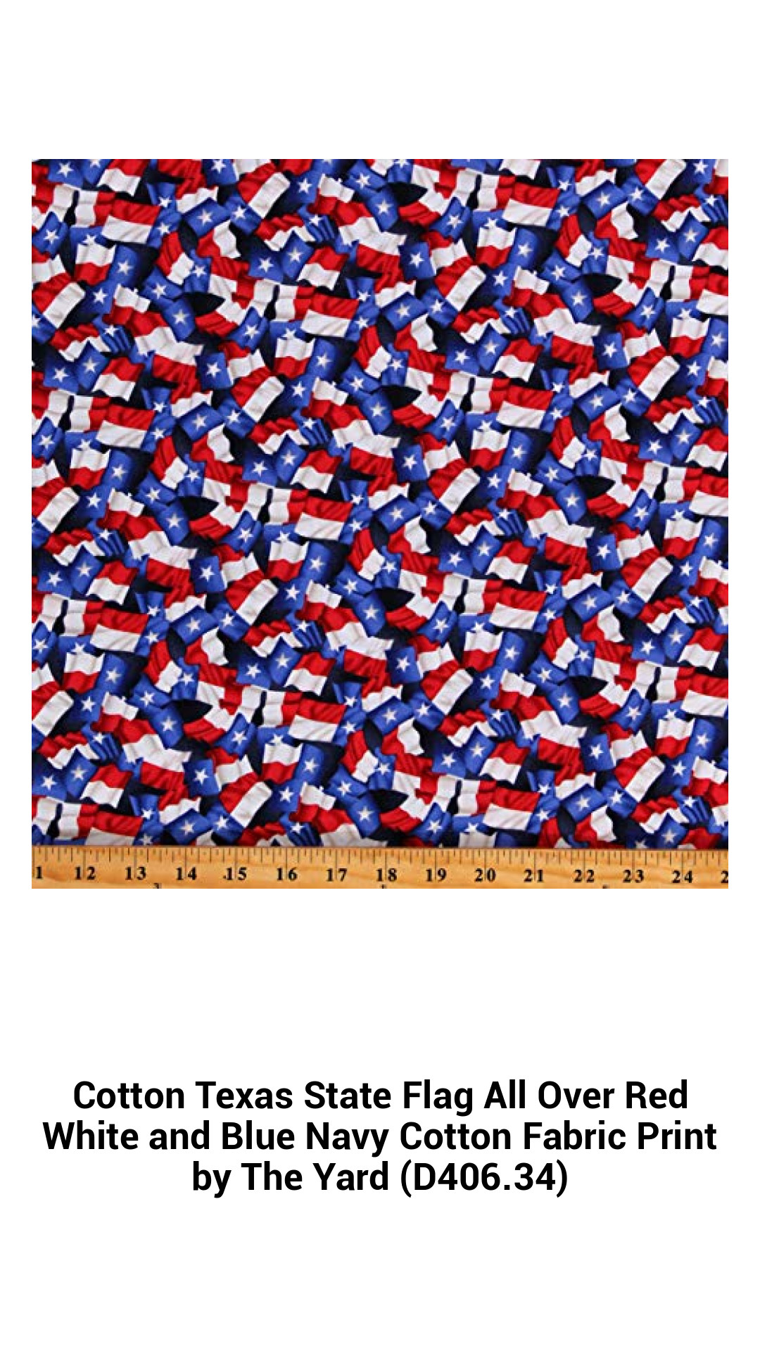 Premium All-American Texas State Flag Cotton Fabric - Vibrant Red, White, and Blue Print Sold by the Yard