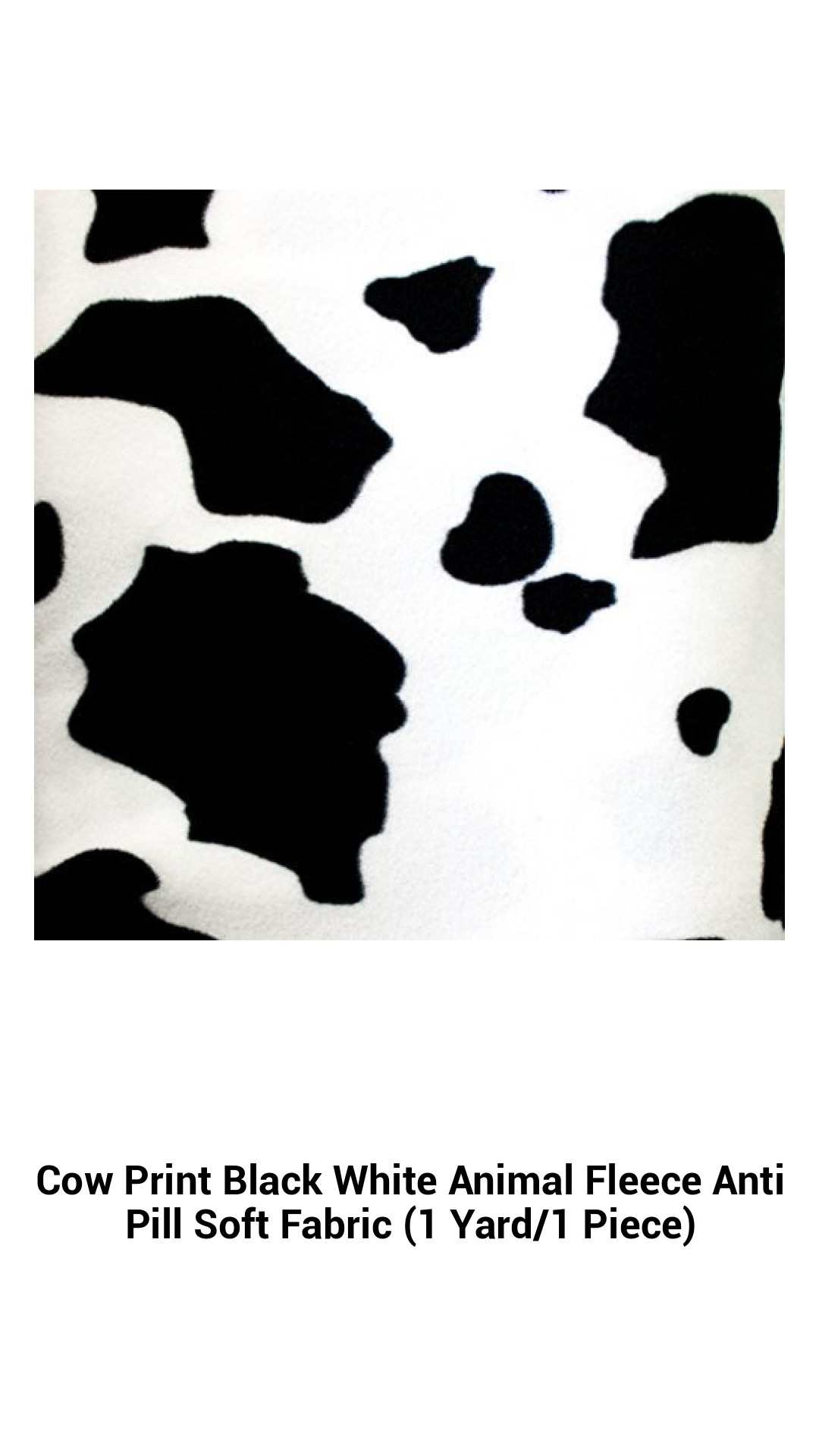 Luxurious Cow Print Fleece Fabric - Soft, Anti-Pill Polyester for Cozy Creations (1 Yard)