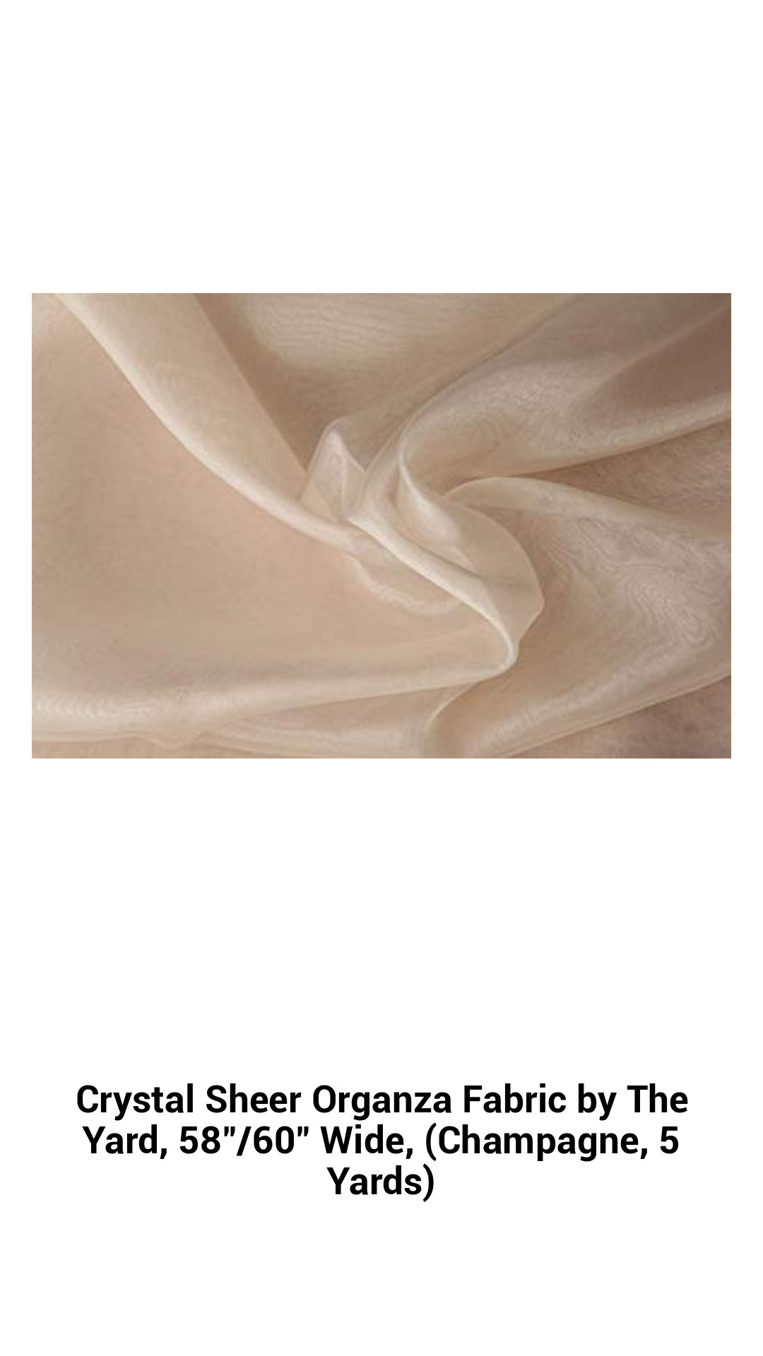 Luxurious Champagne Crystal Sheer Organza Fabric by The Yard - 58"/60" Wide, Perfect for Crafts, Fashion, and Decor