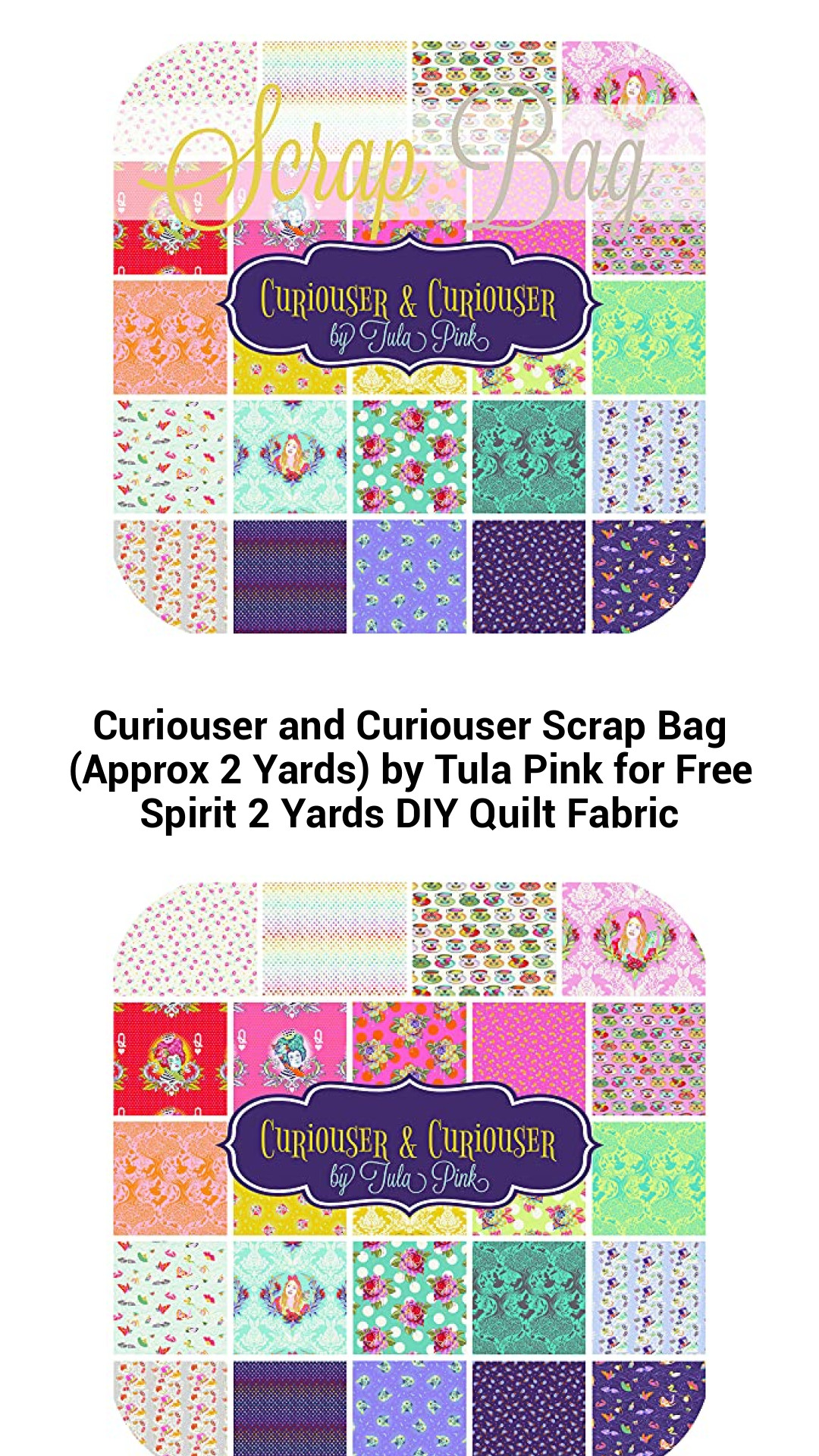 Curiouser and Curiouser Scrap Fabric Bundle - Premium Tula Pink Quilt Material for Creative Projects - 2 Yards of High-Quality Quilters Cotton