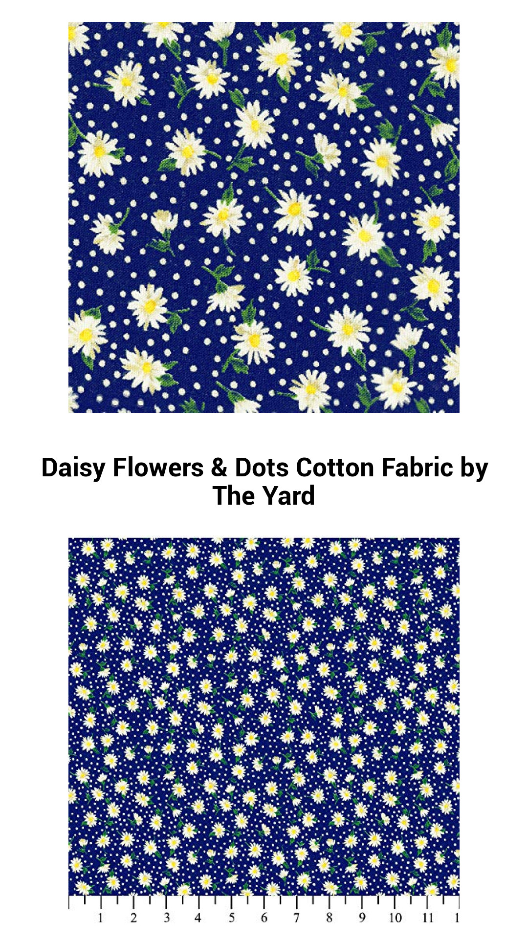 Charming Daisy Floral & Dots Cotton Fabric - Premium Quilting Material by the Yard