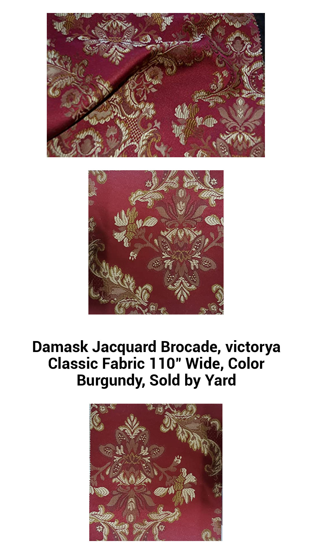 Luxurious Burgundy Damask Jacquard Brocade Fabric - 110" Extra Wide, Sold by the Yard for Elegant Upholstery and Décor