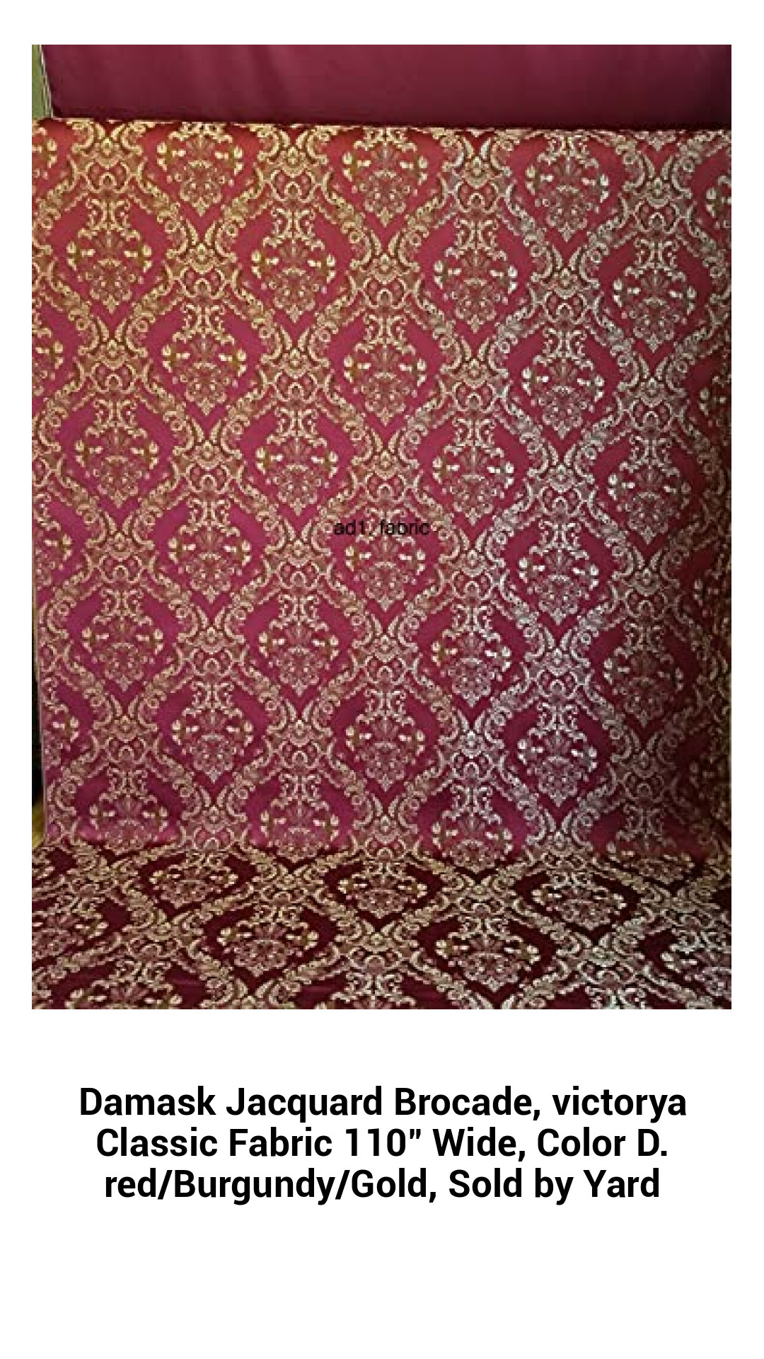 Luxurious 110-Inch Wide Damask Jacquard Brocade Fabric in Rich Red, Burgundy, and Gold - Premium Quality Upholstery and Decor Fabric Sold by the Yard
