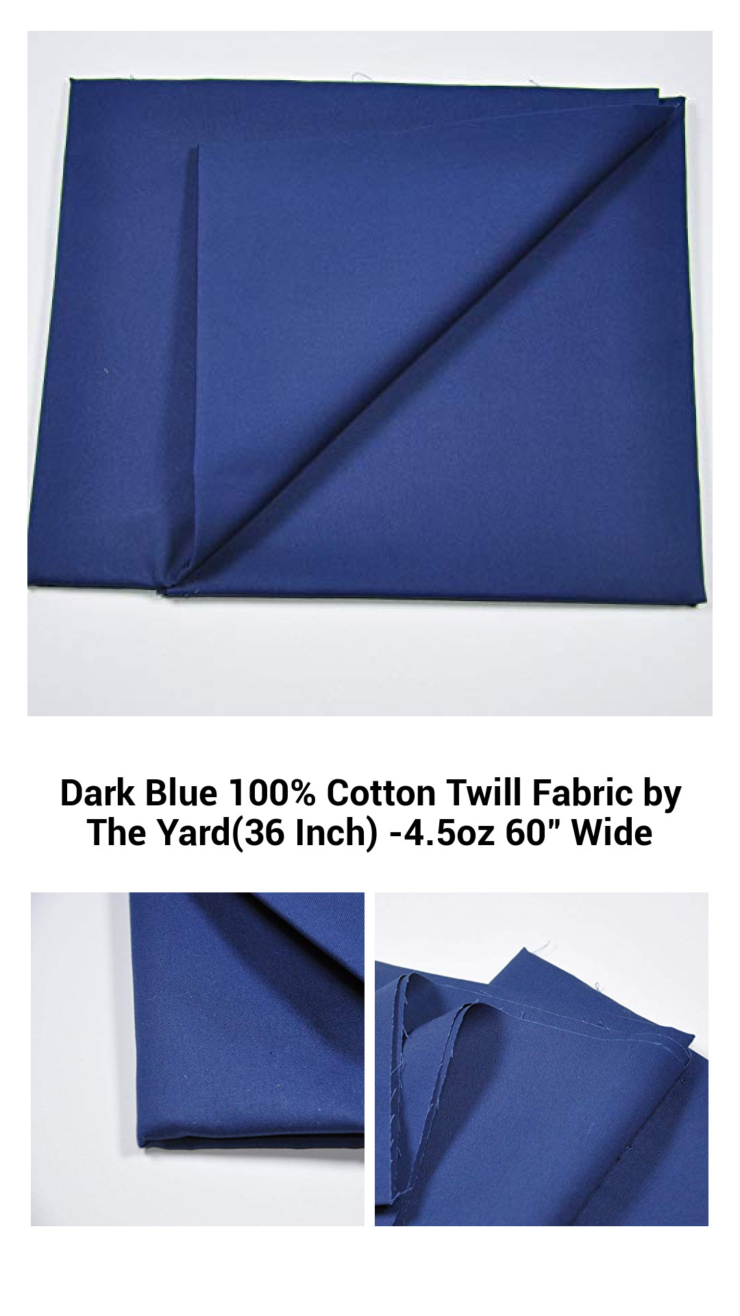 Dark Blue 100% Cotton Twill Fabric by The Yard(36 Inch) -4.5oz 60" Wide Dark Blue 100% Cotton Twill Fabric by The Yard(36 Inch) -4.5oz 60" Wide