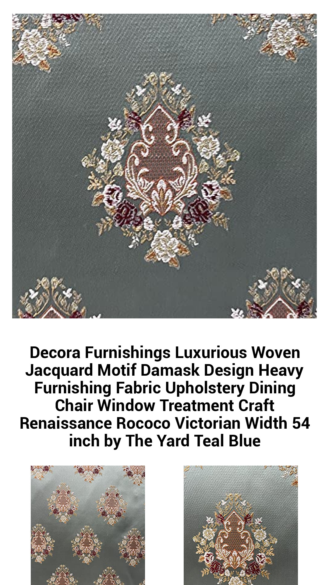 Luxurious Teal Blue Woven Jacquard Fabric for Upholstery and Window Treatments - Heavyweight Damask Design for Elegant Home Décor