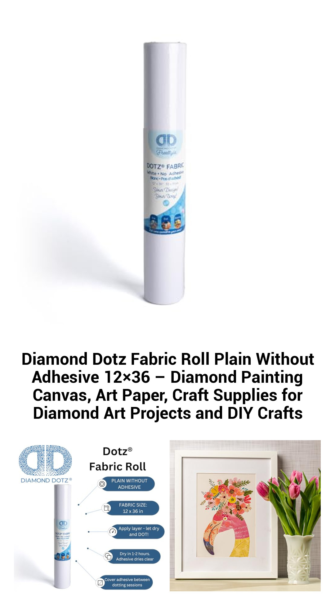 Transform Your Art with Diamond Dotz 12x36 Adhesive-Free Fabric Roll – Perfect Canvas for Diamond Painting & DIY Creations