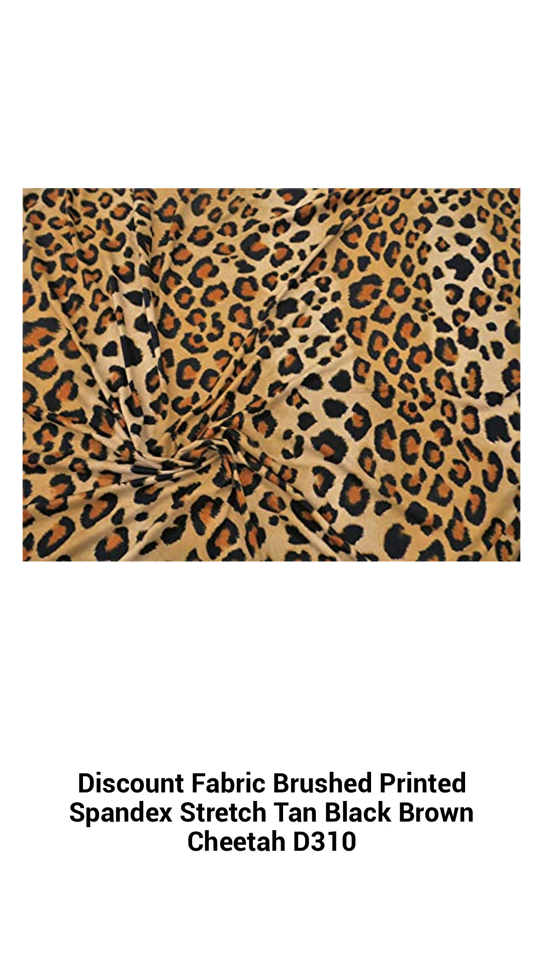 Luxurious Cheetah Print Brushed Spandex Fabric - Soft Stretch Tan, Black, and Brown - Perfect for Fashion and Crafts