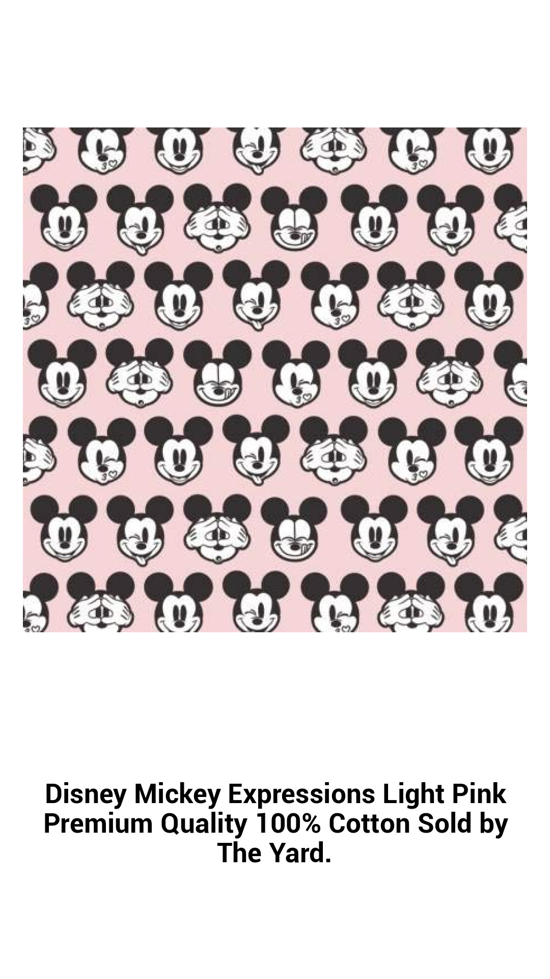 Charming Disney Mickey Expressions Light Pink Cotton Fabric - Premium Quality, Sold by the Yard for Creative Projects