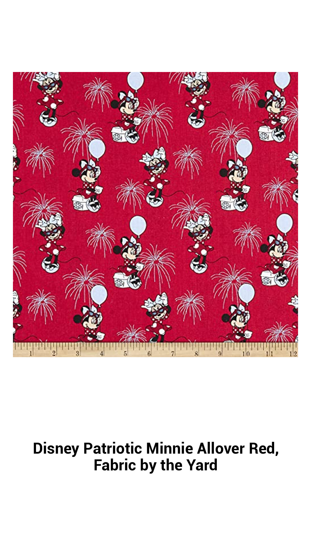 Celebrate in Style with Disney's Patriotic Minnie Mouse Fabric - Perfect for Quilting & Home Decor by the Yard