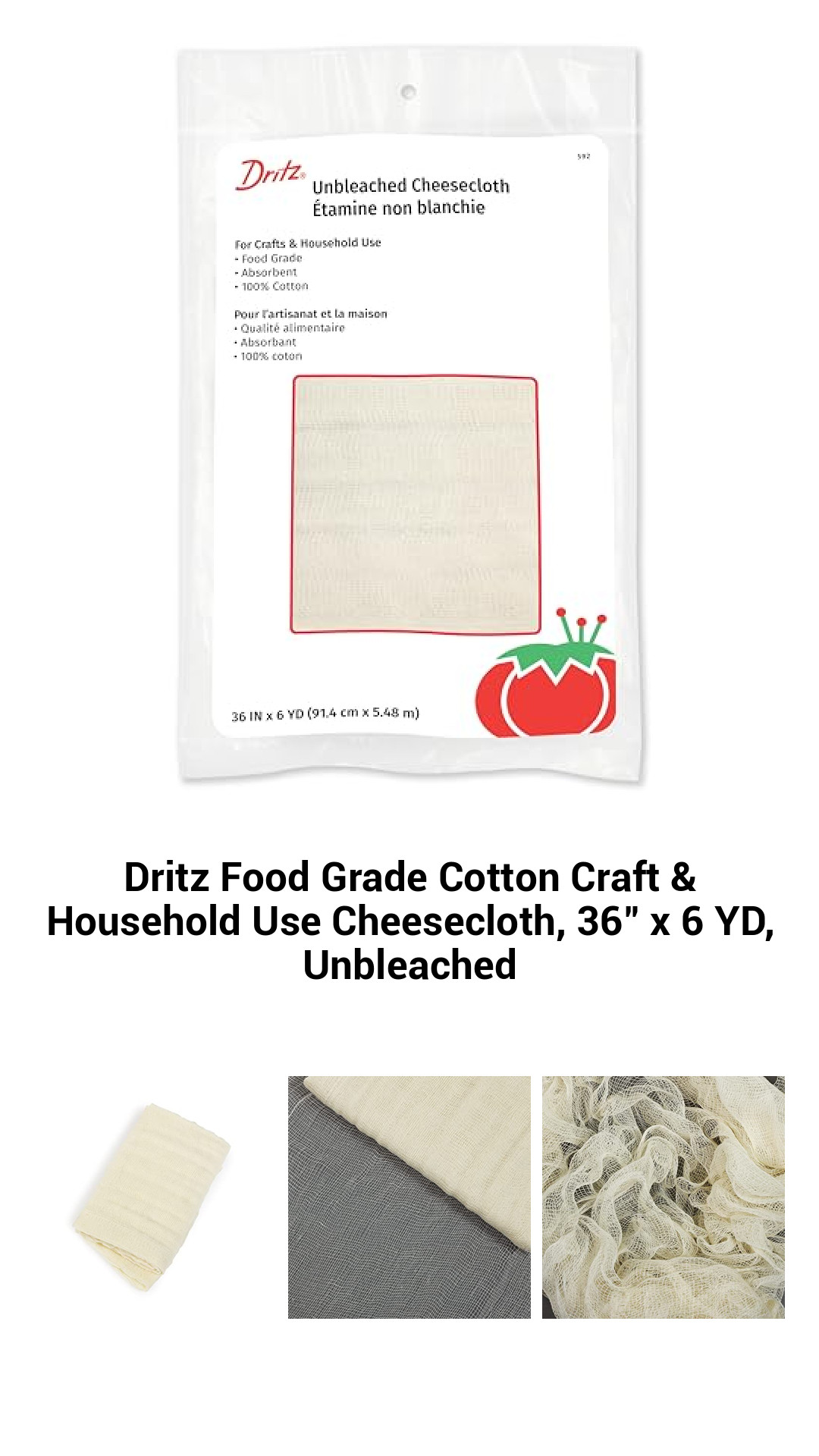 Versatile Unbleached Cheesecloth for Crafts, Cooking, and Home Décor - 36" x 6 Yards of Premium Food-Grade Cotton