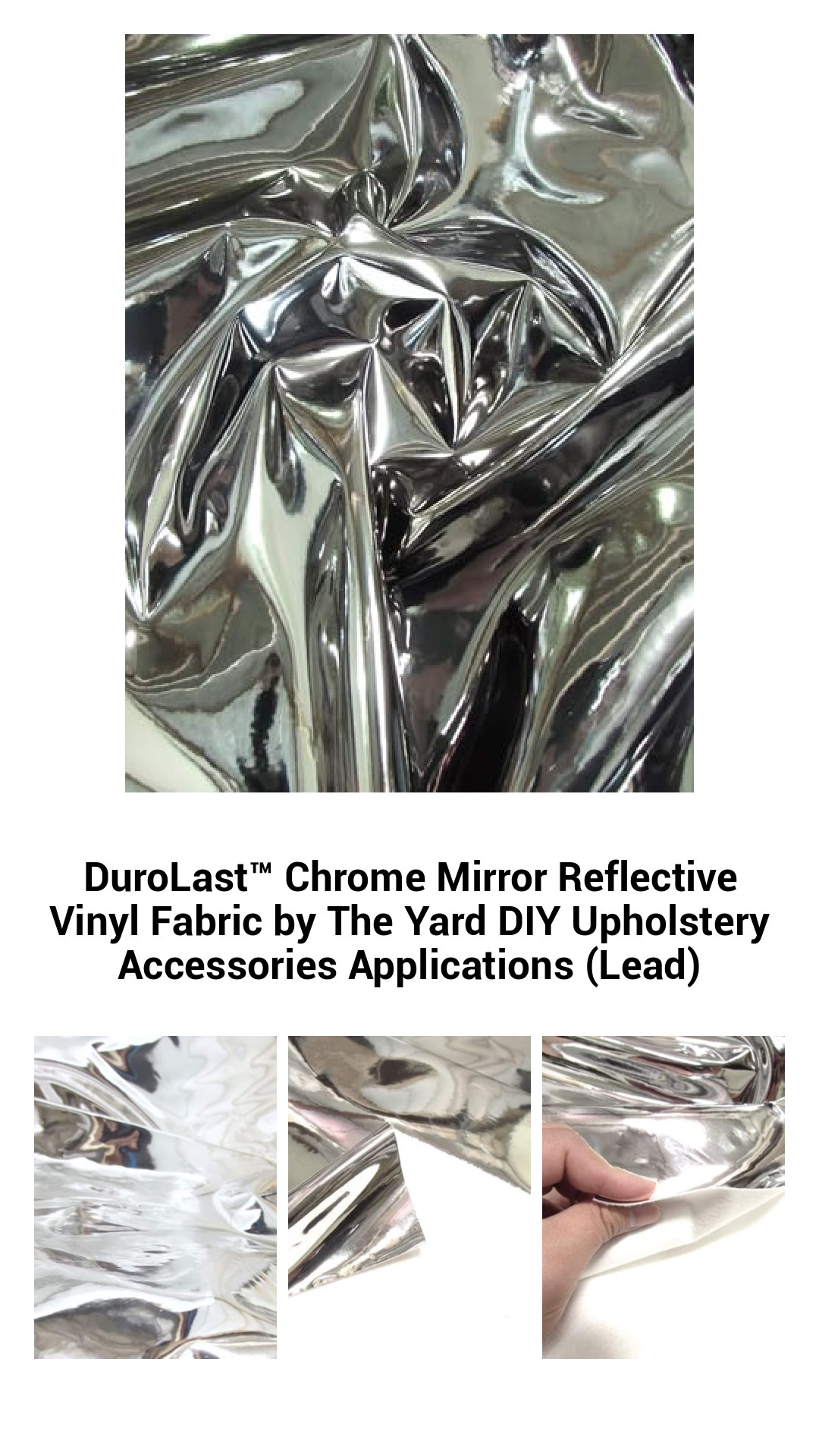 Premium Mirror Reflective Vinyl Fabric for DIY Upholstery - DuroLast™ Chrome Finish by the Yard