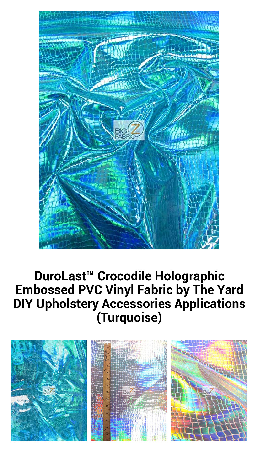 Transform Your Space with DuroLast Crocodile Holographic PVC Vinyl Fabric - Vibrant Turquoise for Stunning DIY Upholstery Projects