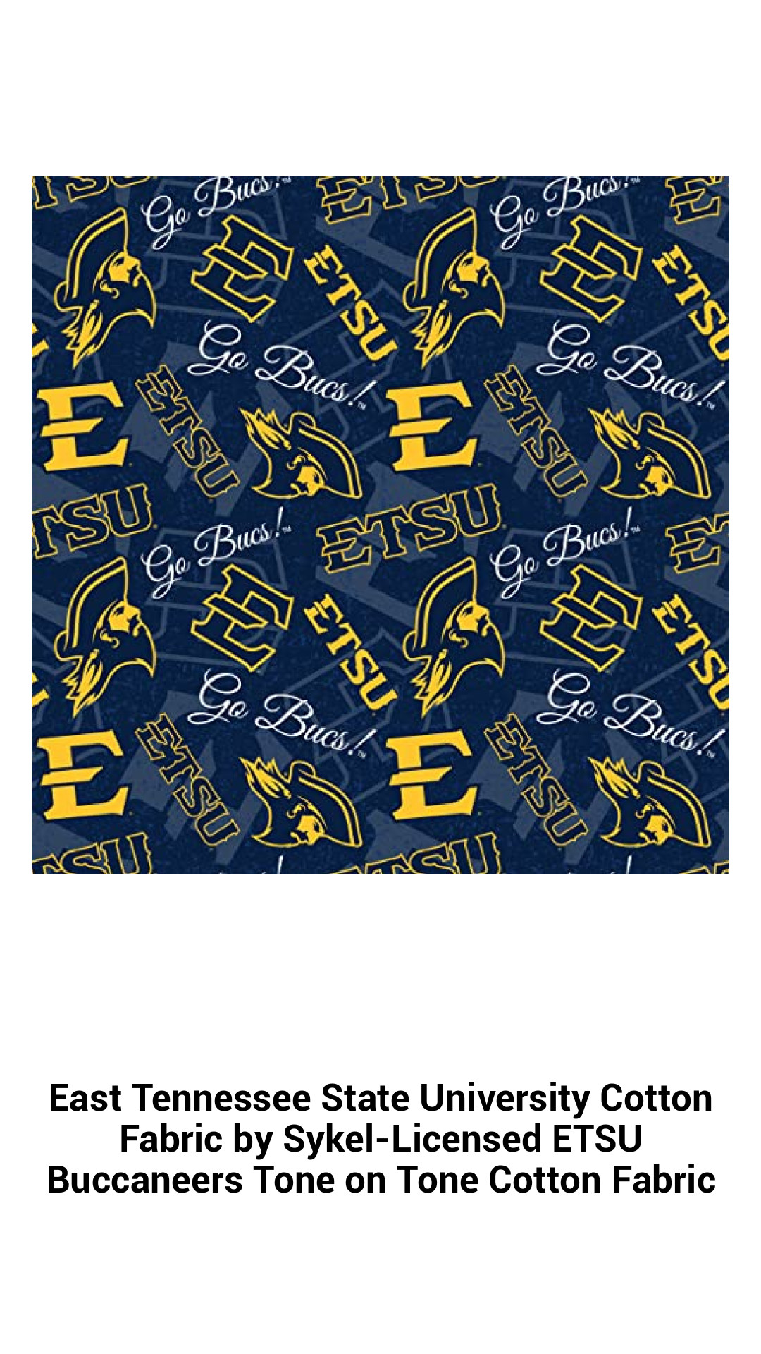 ETSU Buccaneers Cotton Fabric - Premium Licensed Tone on Tone Design for Bold Creations