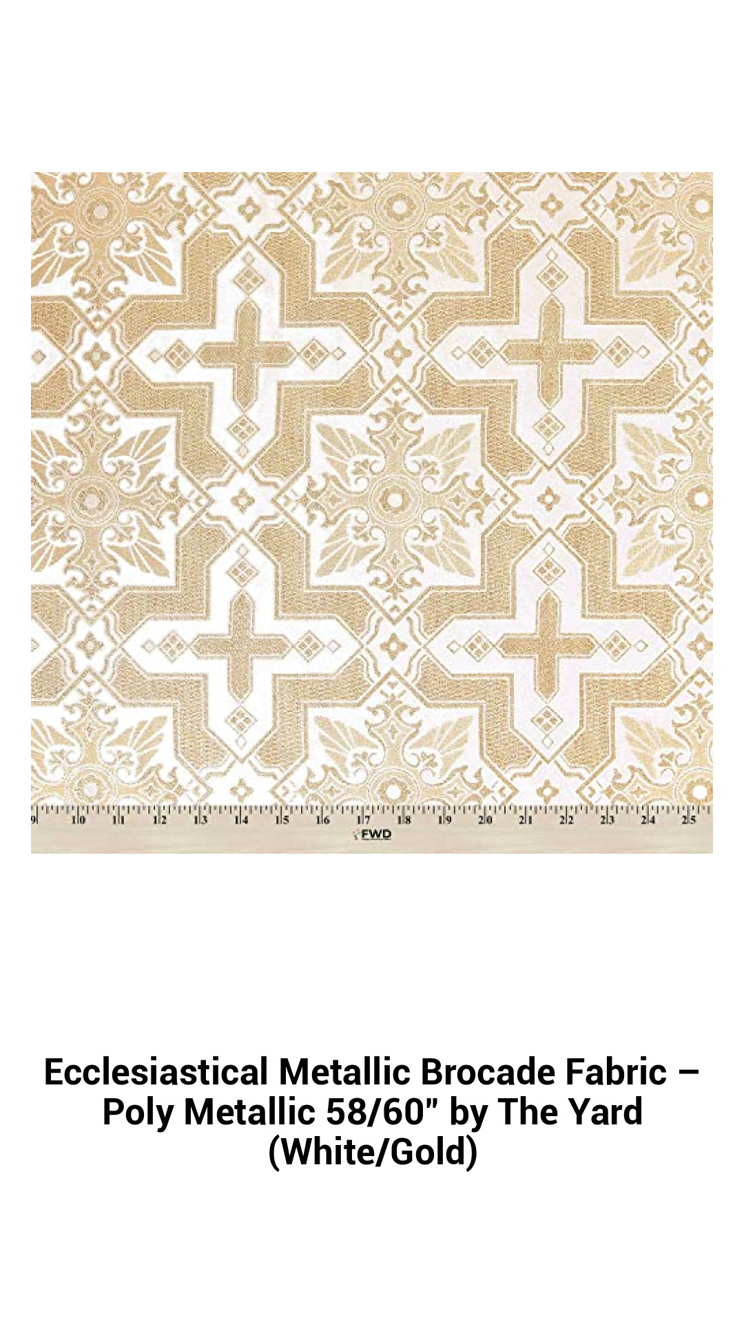 Luxurious White and Gold Ecclesiastical Metallic Brocade Fabric – Premium Poly Metallic, 58/60 Inches, Sold by the Yard for Elegant Creations