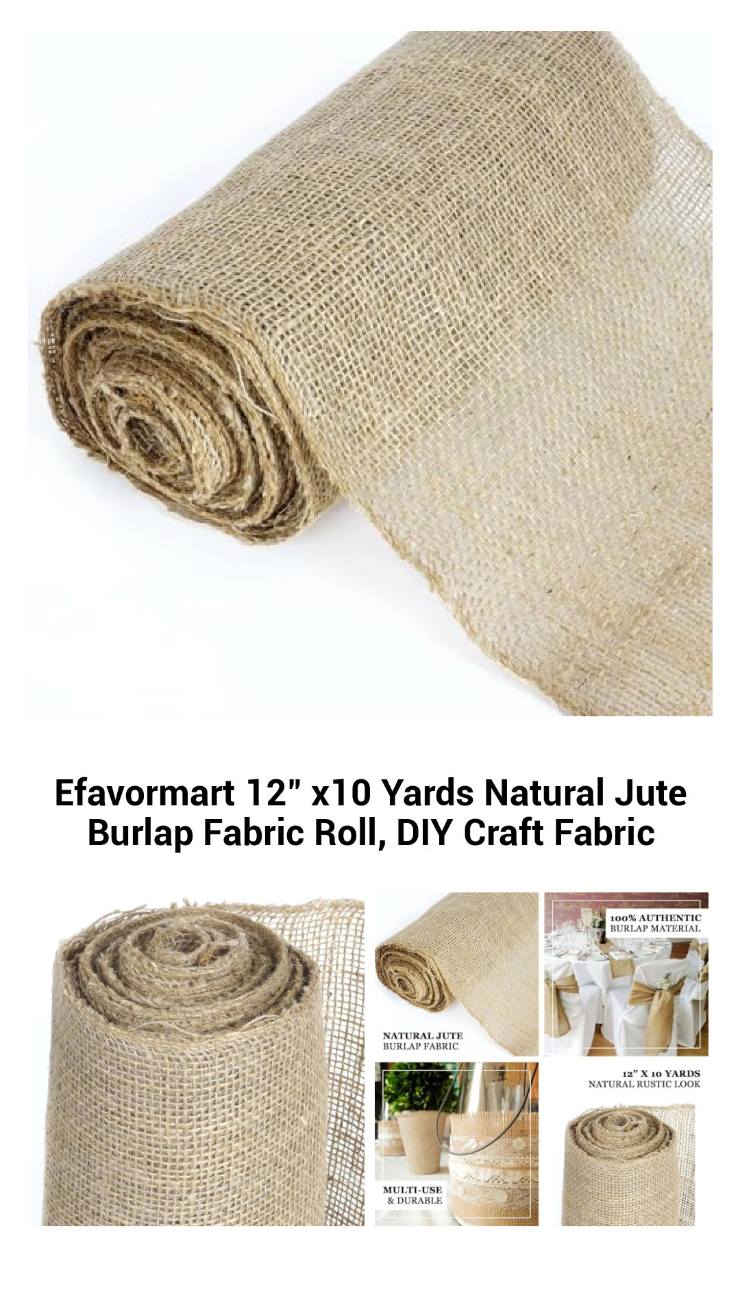 Versatile 12-Inch x 10 Yards Natural Jute Burlap Roll for Creative DIY Crafts and Rustic Decor