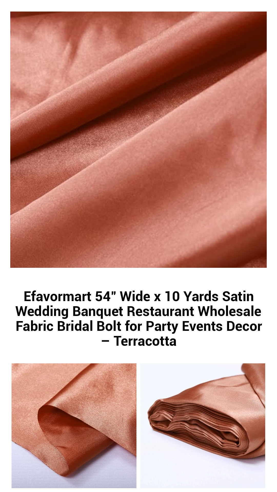 Premium Terracotta Satin Fabric Bolt - 54" Wide x 10 Yards for Elegant Weddings, Parties, and DIY Décor Projects