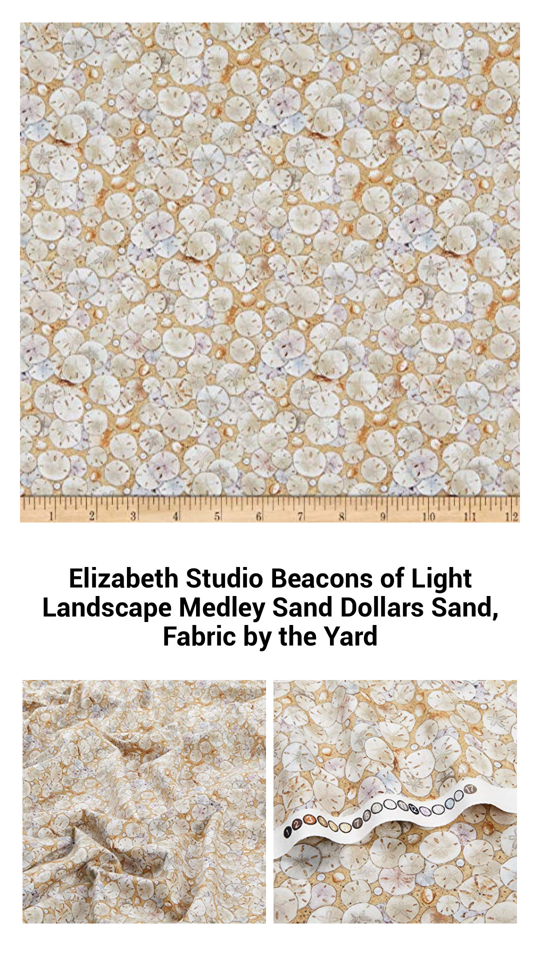 Coastal Charm Cotton Fabric by the Yard - Beacons of Light Sand Dollars Design for Quilting and Crafts