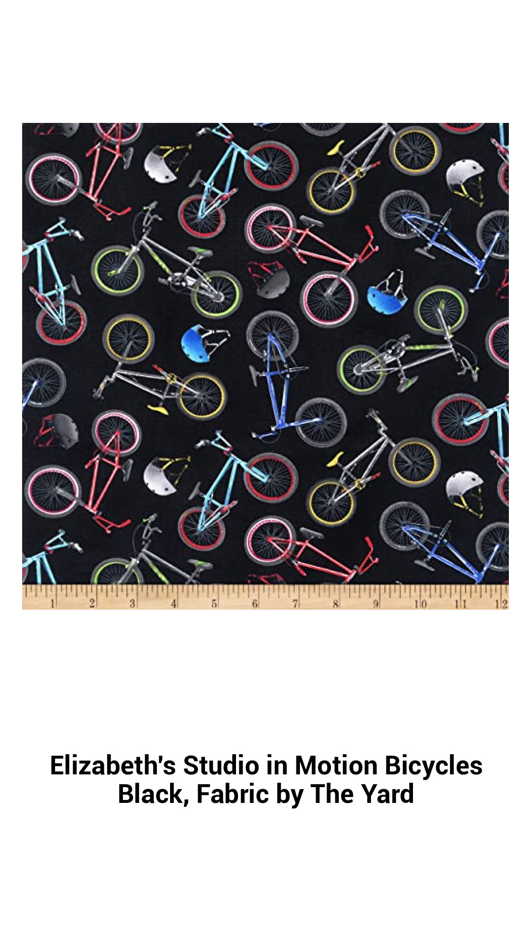 Dynamic Black Bicycle Fabric by Elizabeth's Studio - Versatile Cotton for Quilting, Crafts, and Home Decor