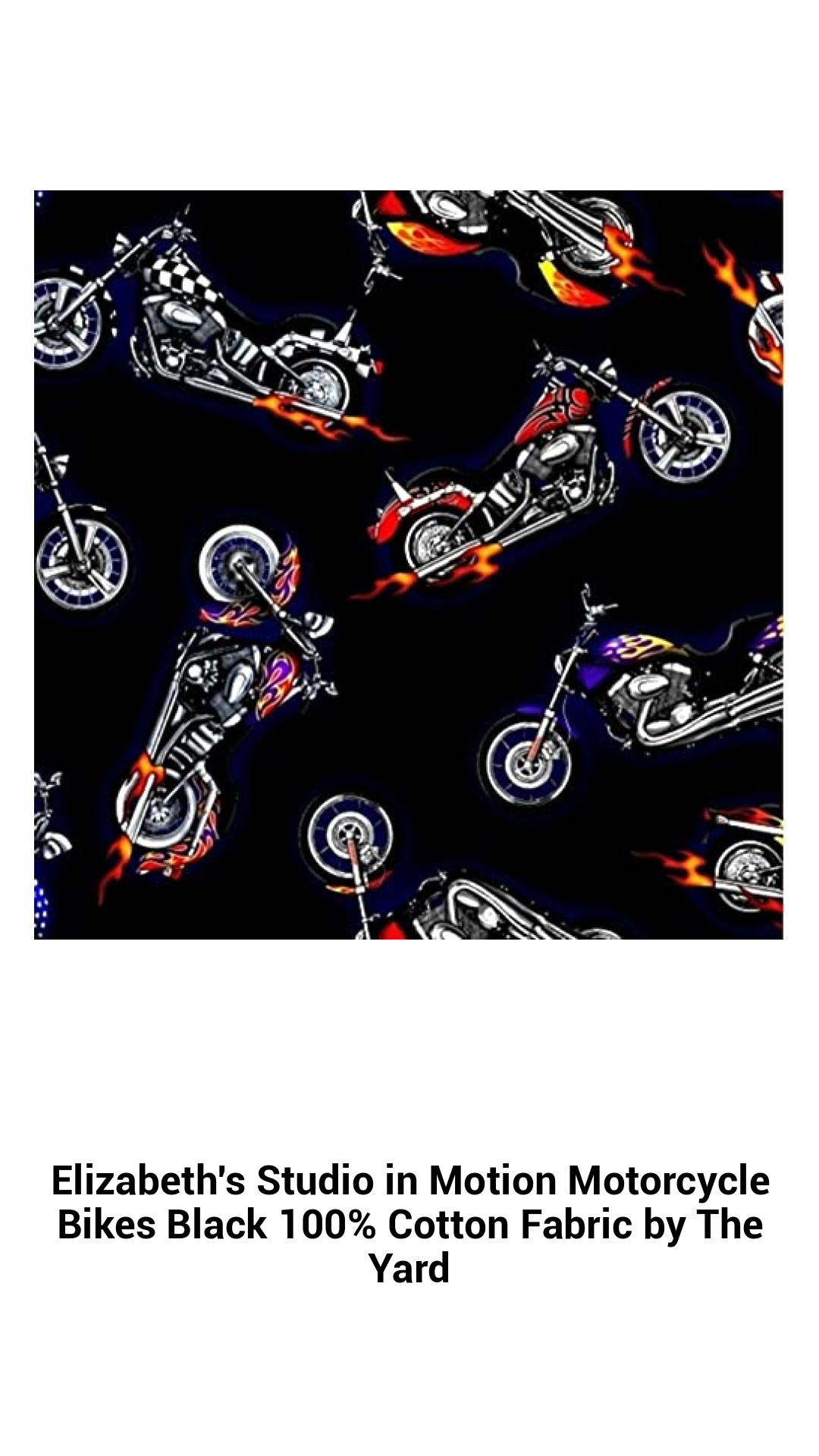 Elizabeth's Studio in Motion Motorcycle Bikes Black 100% Cotton Fabric by The Yard Elizabeth's Studio in Motion Motorcycle Bikes Black 100% Cotton Fabric by The Yard