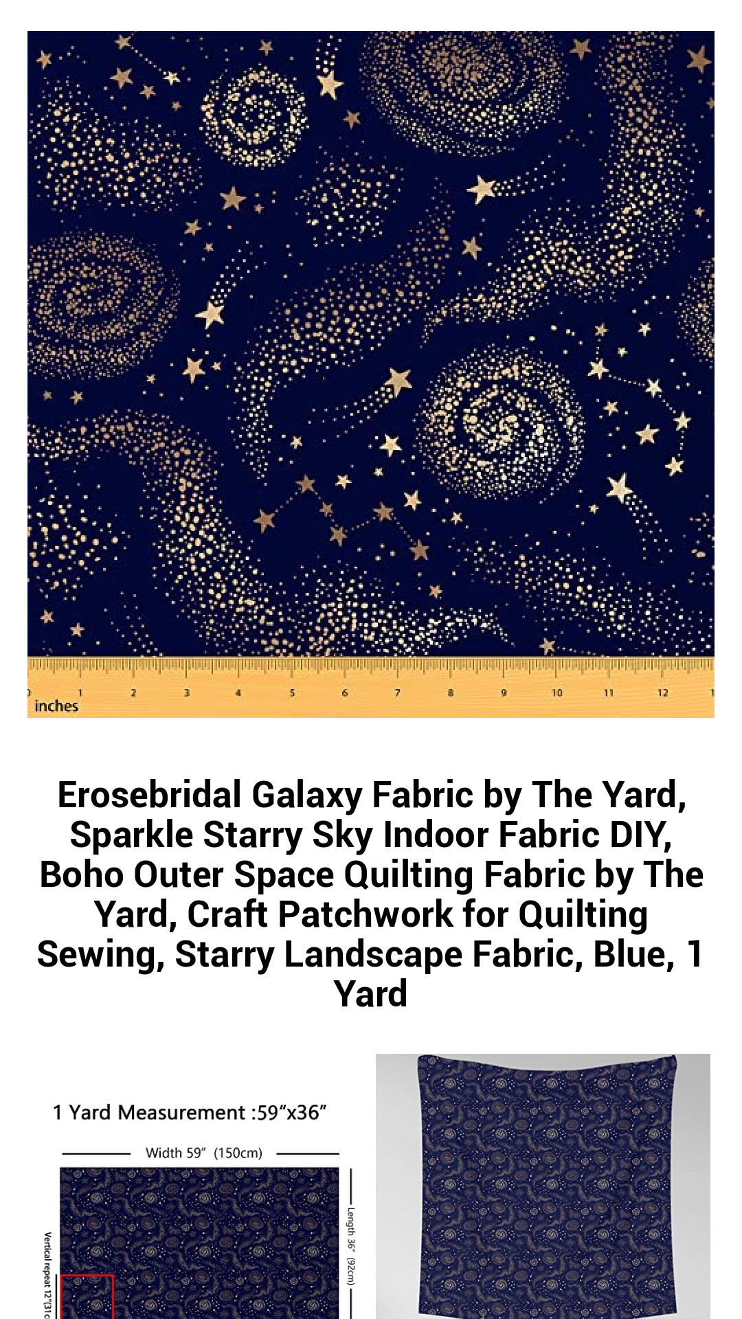 Cosmic Dreamscape Fabric by the Yard - Sparkling Starry Sky for Boho Crafts, Quilting & Home Decor Projects