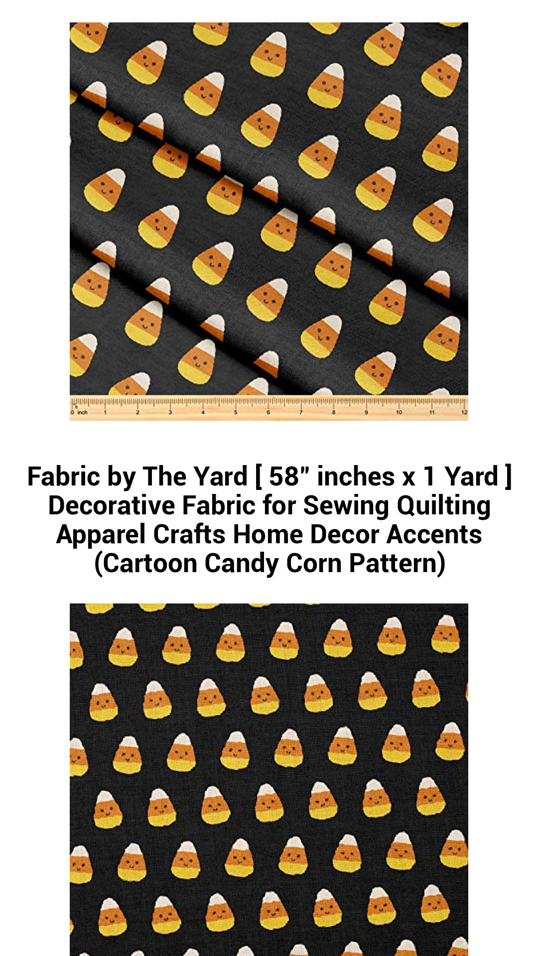 Vibrant Cartoon Candy Corn Fabric by the Yard - 58" x 1 Yard for Sewing, Quilting, Crafts & Home Decor