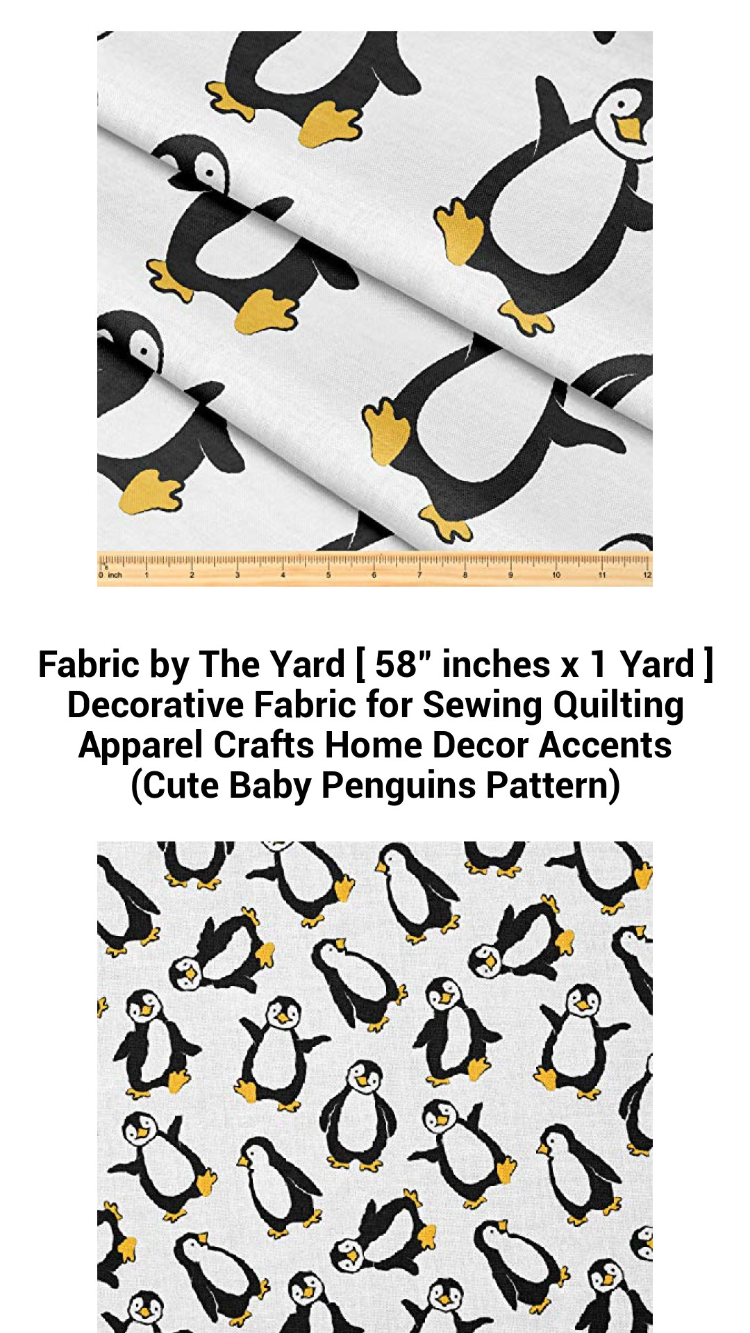 Premium Cute Baby Penguins Fabric by the Yard - 58" x 1 Yard Soft Polyester for Sewing, Quilting, Crafts, and Home Décor