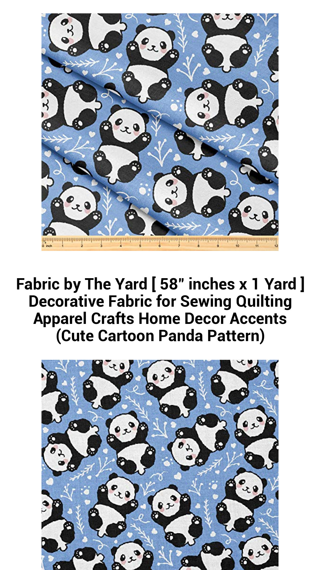 Premium 58-Inch Cartoon Panda Fabric by the Yard - Ideal Decorative Material for Sewing, Quilting, Crafts, and Home Décor Accents