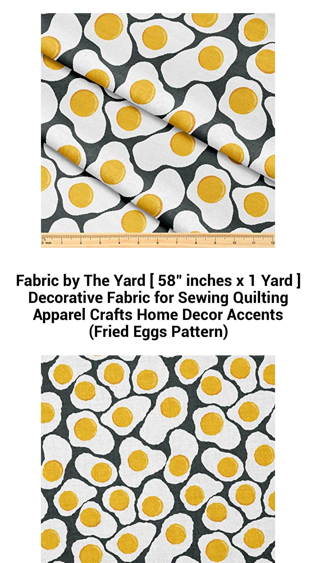 Premium Fried Eggs Pattern Fabric by The Yard - Versatile 58" x 1 Yard Decorative Material for Sewing, Quilting, Crafts, and Home Décor