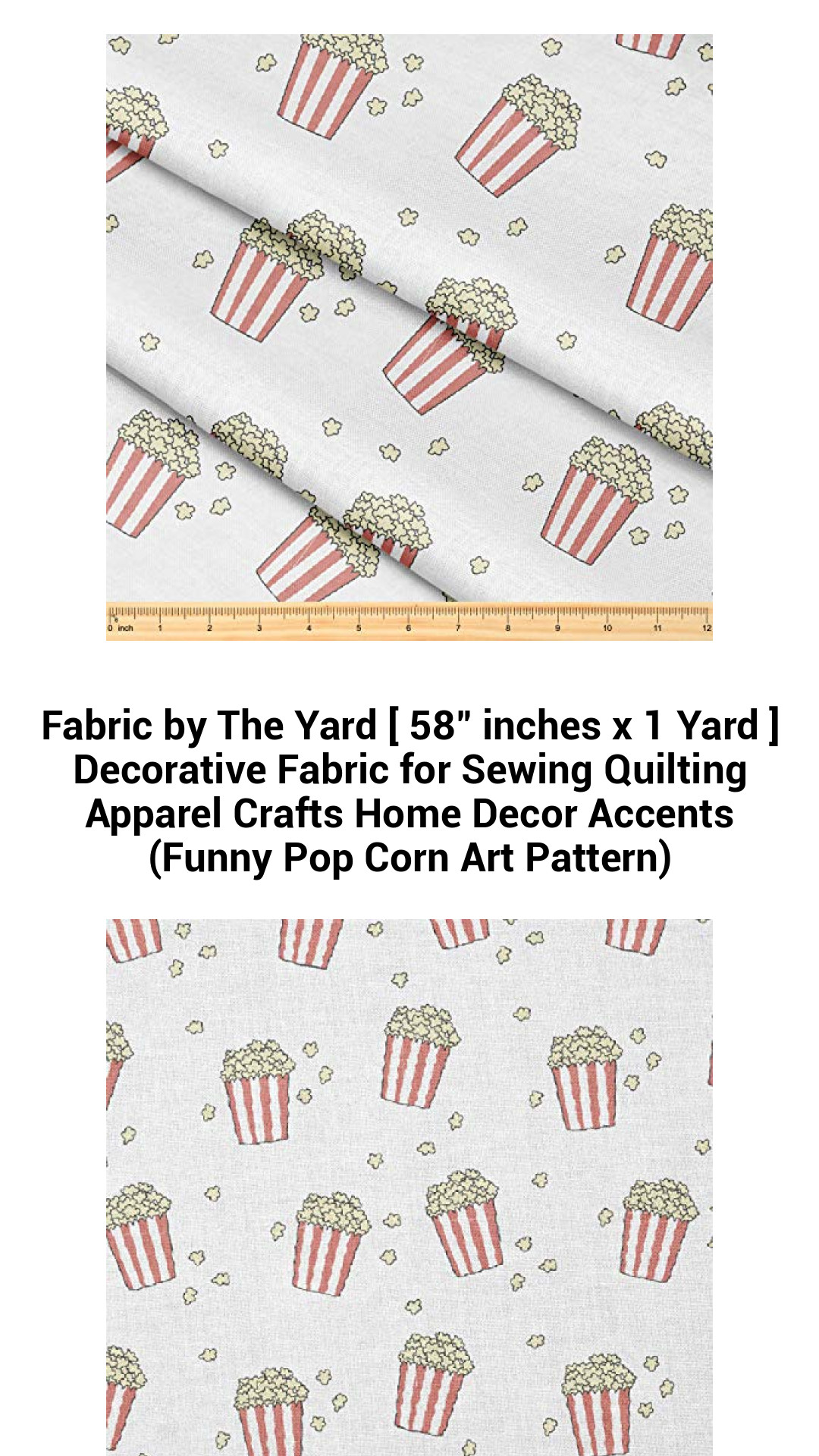 Vibrant 58-Inch Decorative Fabric by The Yard – Fun Popcorn Art Pattern for Sewing, Quilting, Apparel & Home Décor Projects