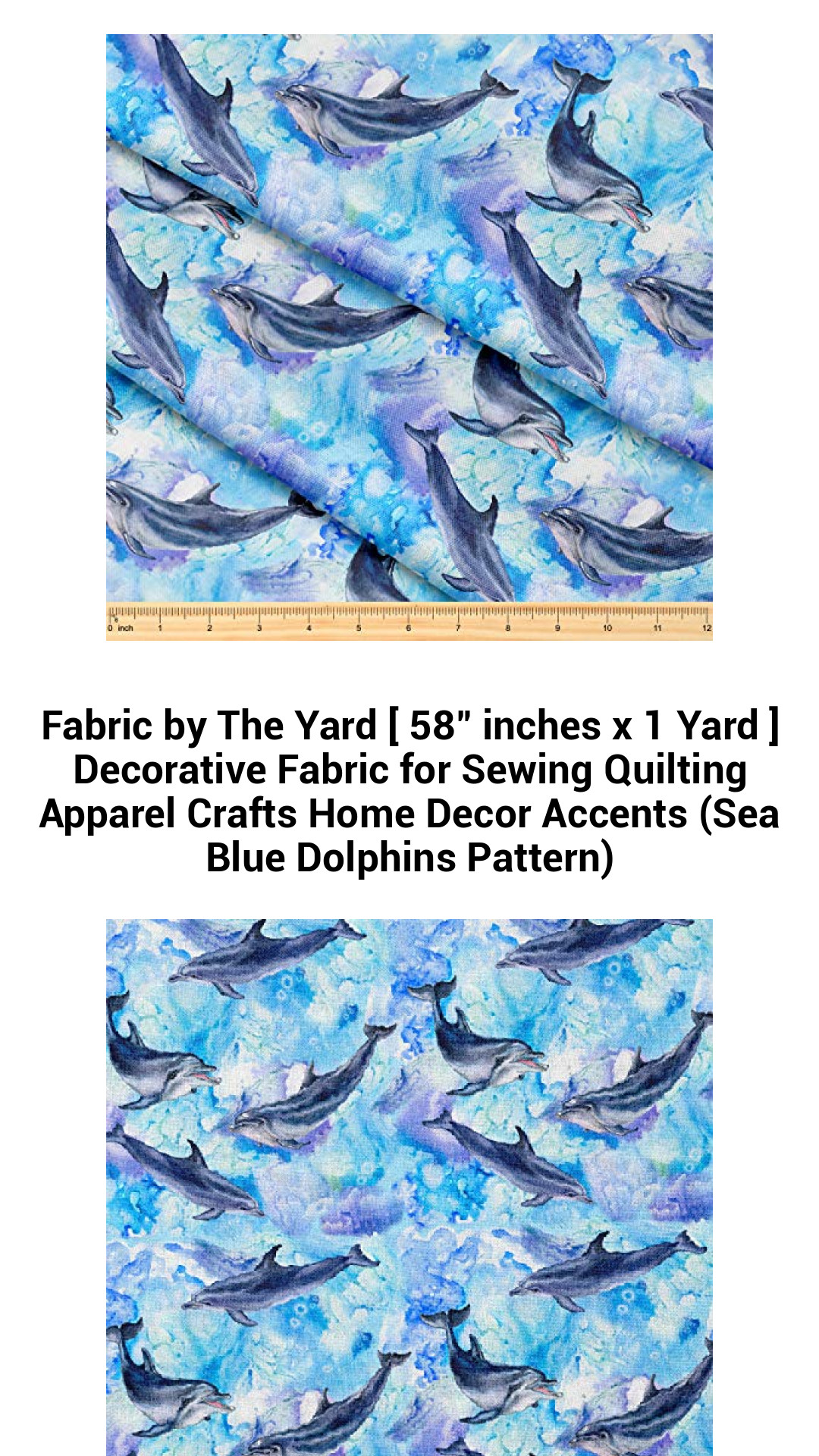Sea Blue Dolphin Fabric by the Yard - Premium Decorative Polyester for Sewing, Quilting, Crafts, and Home Accents