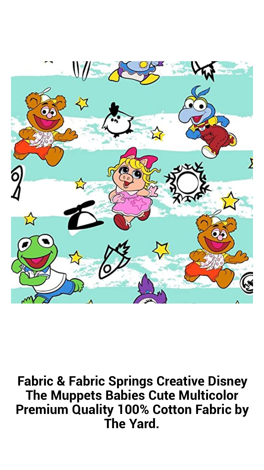 Adorable Disney Muppets Babies Multicolor Cotton Fabric - Premium Quality, Soft and Versatile, Perfect for Crafting and Sewing Projects