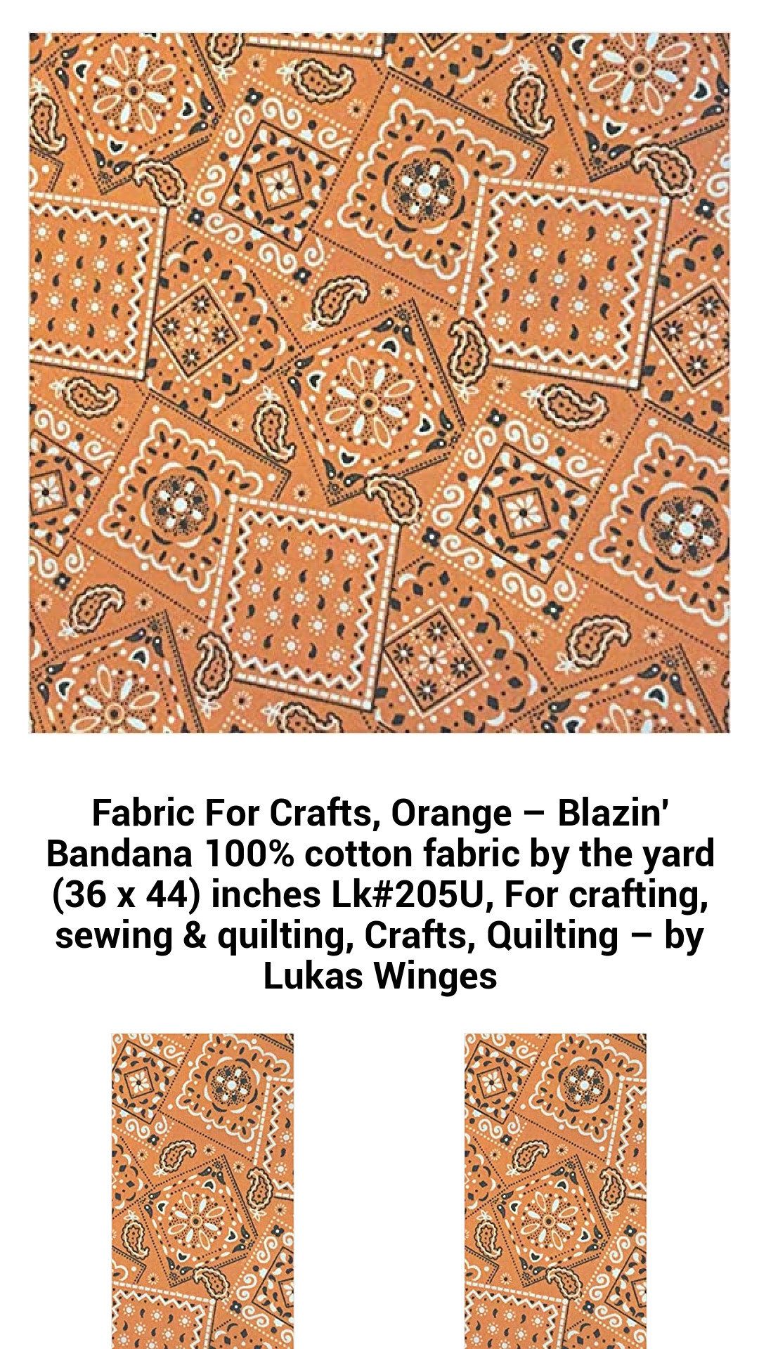 Fabric For Crafts, Orange – Blazin' Bandana 100% cotton fabric by the yard (36 x 44) inches Lk#205U, For crafting, sewing & quilting, Crafts, Quilting – by Lukas Winges Fabric For Crafts, Orange – Blazin' Bandana 100% cotton fabric by the yard (36 x 44) inches Lk#205U, For crafting, sewing & quilting, Crafts, Quilting – by Lukas Winges