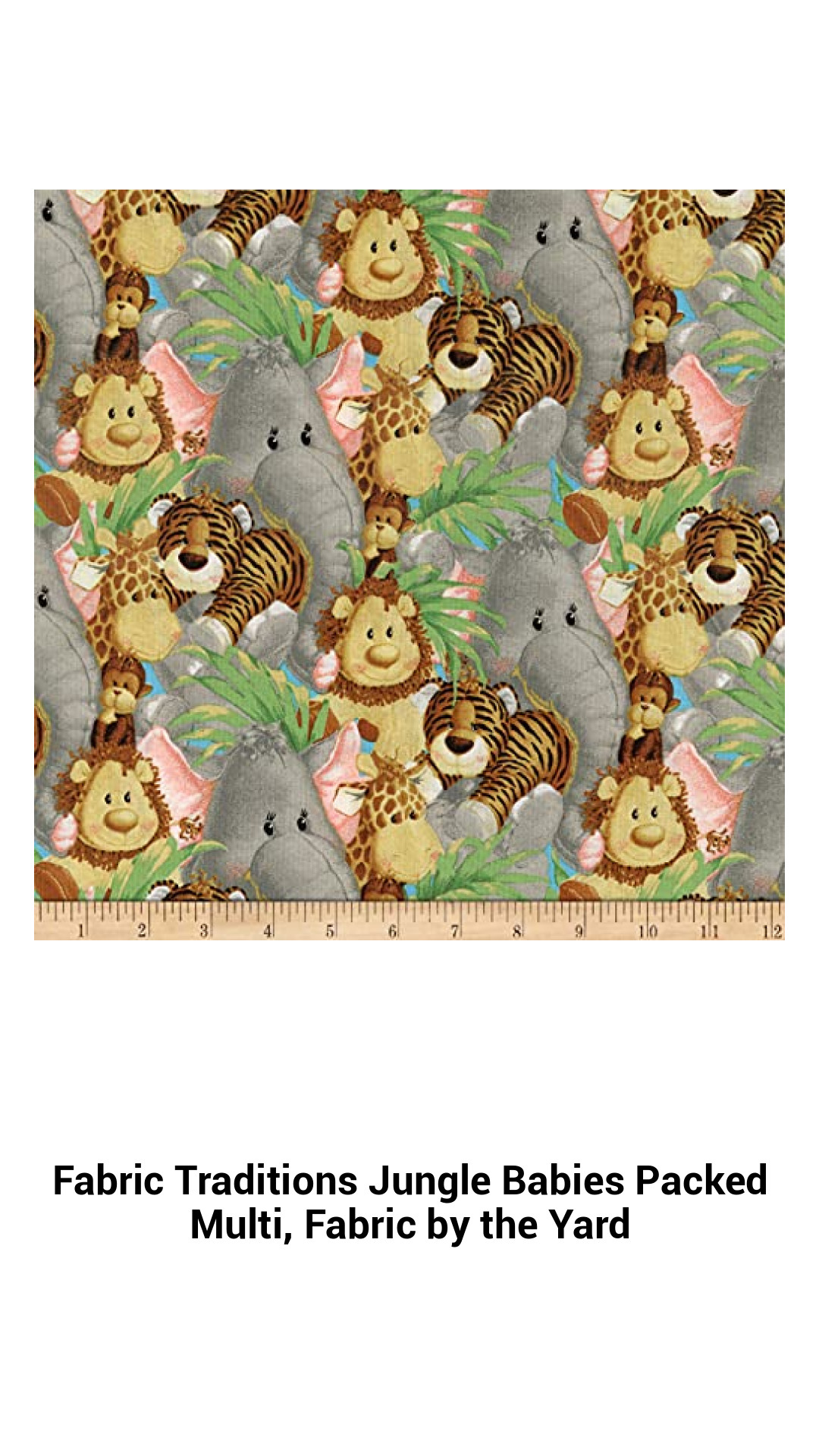 Vibrant Jungle Babies Cotton Fabric by the Yard - Perfect for Quilting and Crafts