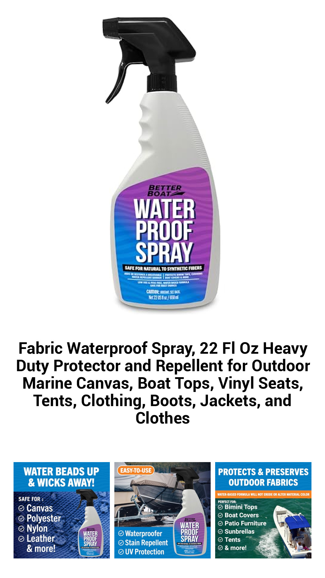 Ultimate Fabric Waterproofing Spray - 22 Fl Oz Heavy-Duty Protector for Boats, Tents, Clothing, and More