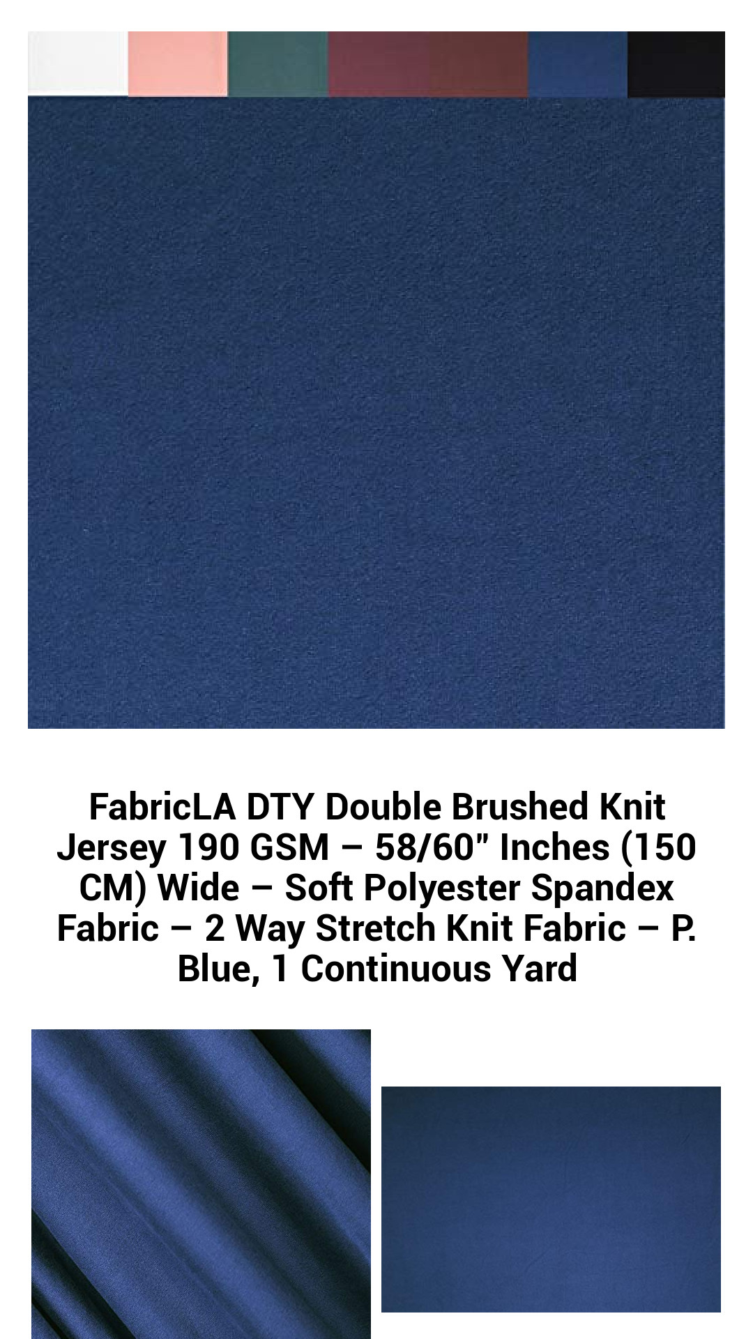 Luxe Double Brushed Polyester Spandex Knit Fabric – 190 GSM, 58/60 Inches Wide – Soft and Stretchy 2-Way Jersey for Ultimate Comfort – Pristine Blue – Sold by the Yard
