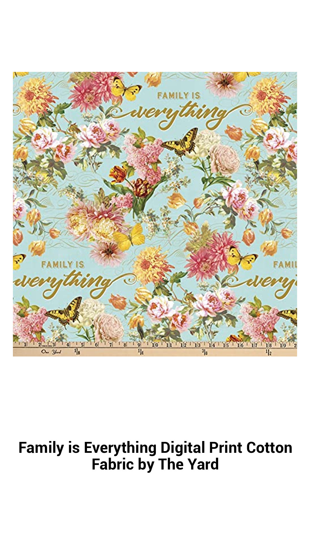 Family First Cotton Fabric by the Yard - Premium Quality Digital Print for Quilting and Crafting