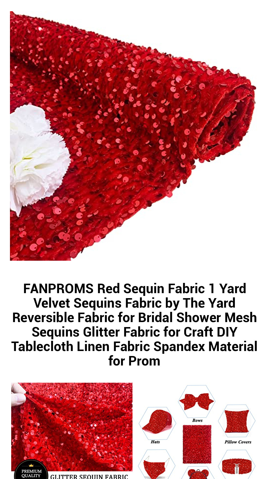 Glamorous Red Sequin Velvet Fabric by the Yard - Reversible, Sparkling Glitter Material for Crafting, Bridal Showers, and DIY Projects