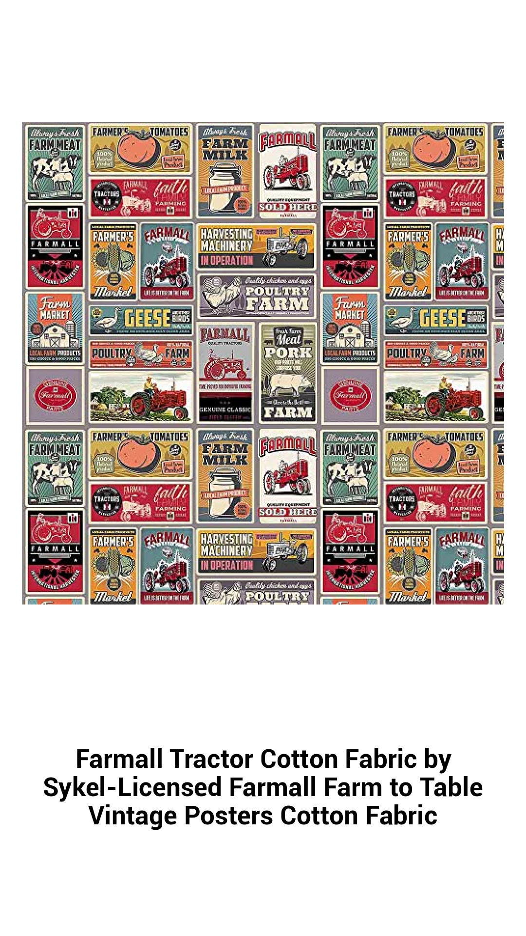 Farmall Tractor Vintage Cotton Fabric – Sykel-Licensed Farm to Table Design for Quilting and Crafts