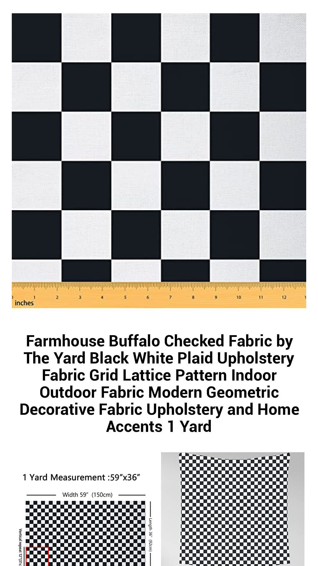 Farmhouse Buffalo Checked Fabric by The Yard Black White Plaid Upholstery Fabric Grid Lattice Pattern Indoor Outdoor Fabric Modern Geometric Decorative Fabric Upholstery and Home Accents 1 Yard Farmhouse Buffalo Checked Fabric by The Yard Black White Plaid Upholstery Fabric Grid Lattice Pattern Indoor Outdoor Fabric Modern Geometric Decorative Fabric Upholstery and Home Accents 1 Yard