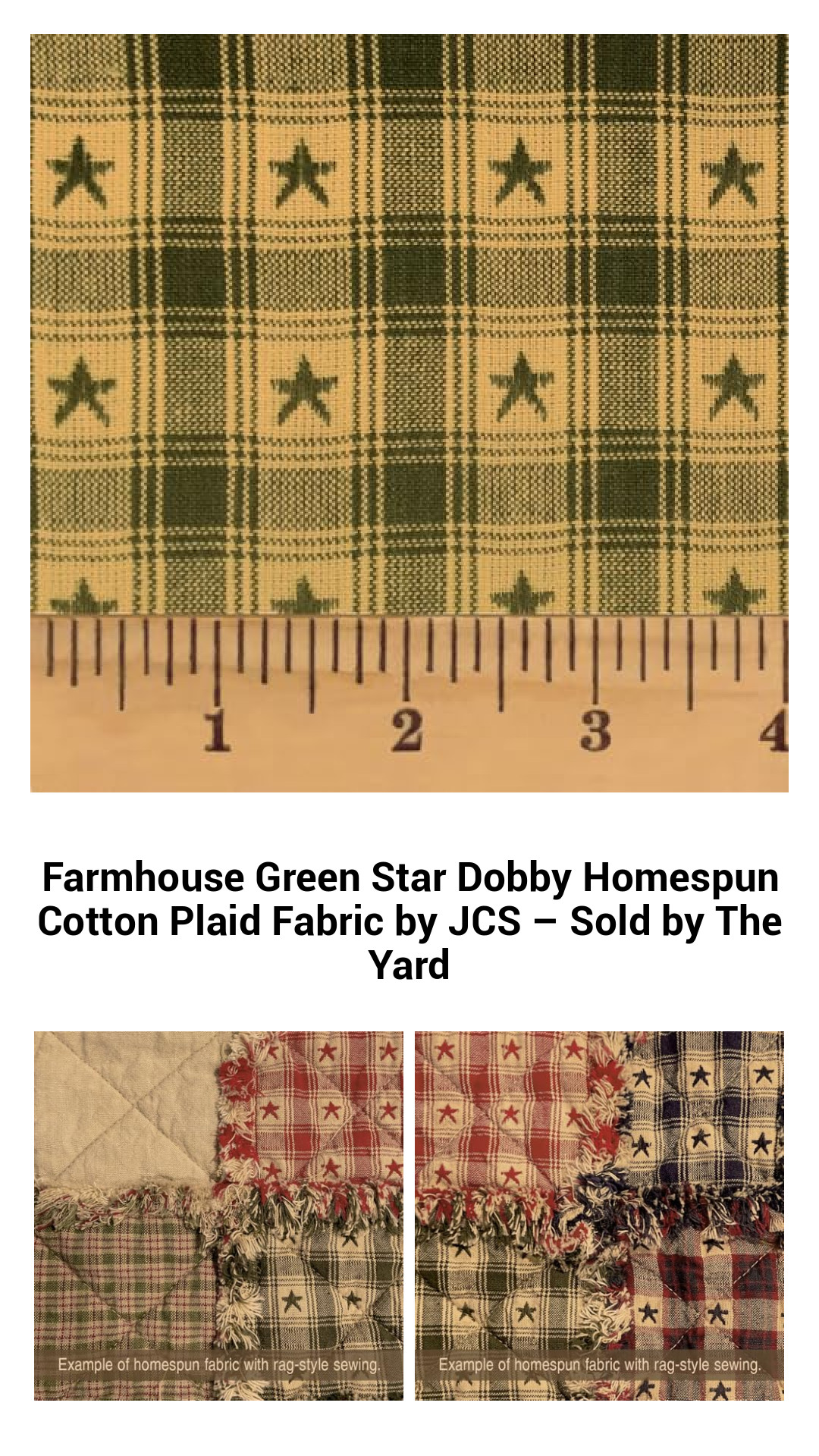 Farmhouse Green Star Dobby Homespun Cotton Plaid Fabric by JCS – Sold by The Yard Farmhouse Green Star Dobby Homespun Cotton Plaid Fabric by JCS – Sold by The Yard
