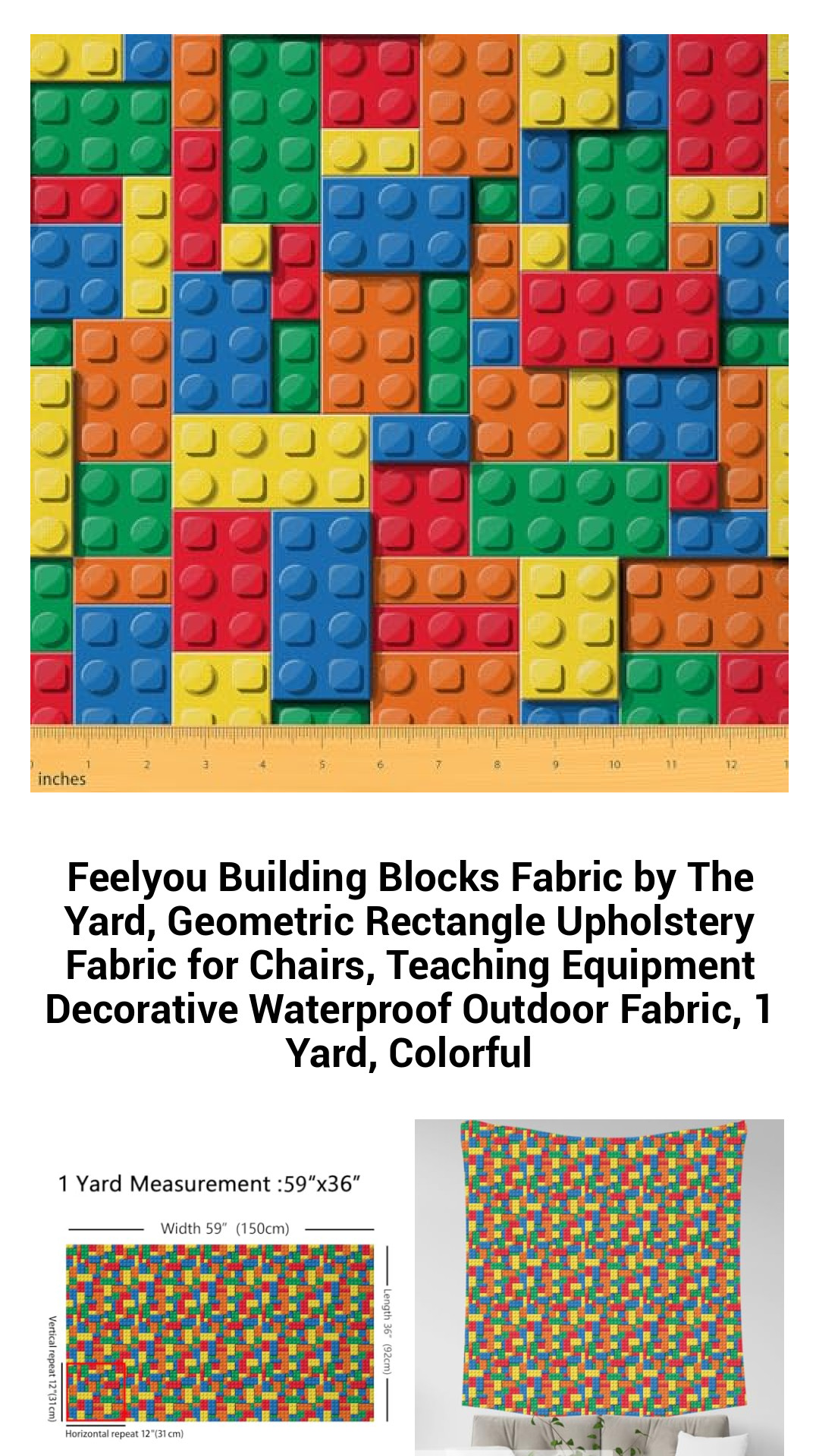 Vibrant Geometric Waterproof Fabric by The Yard – Perfect for Upholstery, Home Decor, and Outdoor Projects