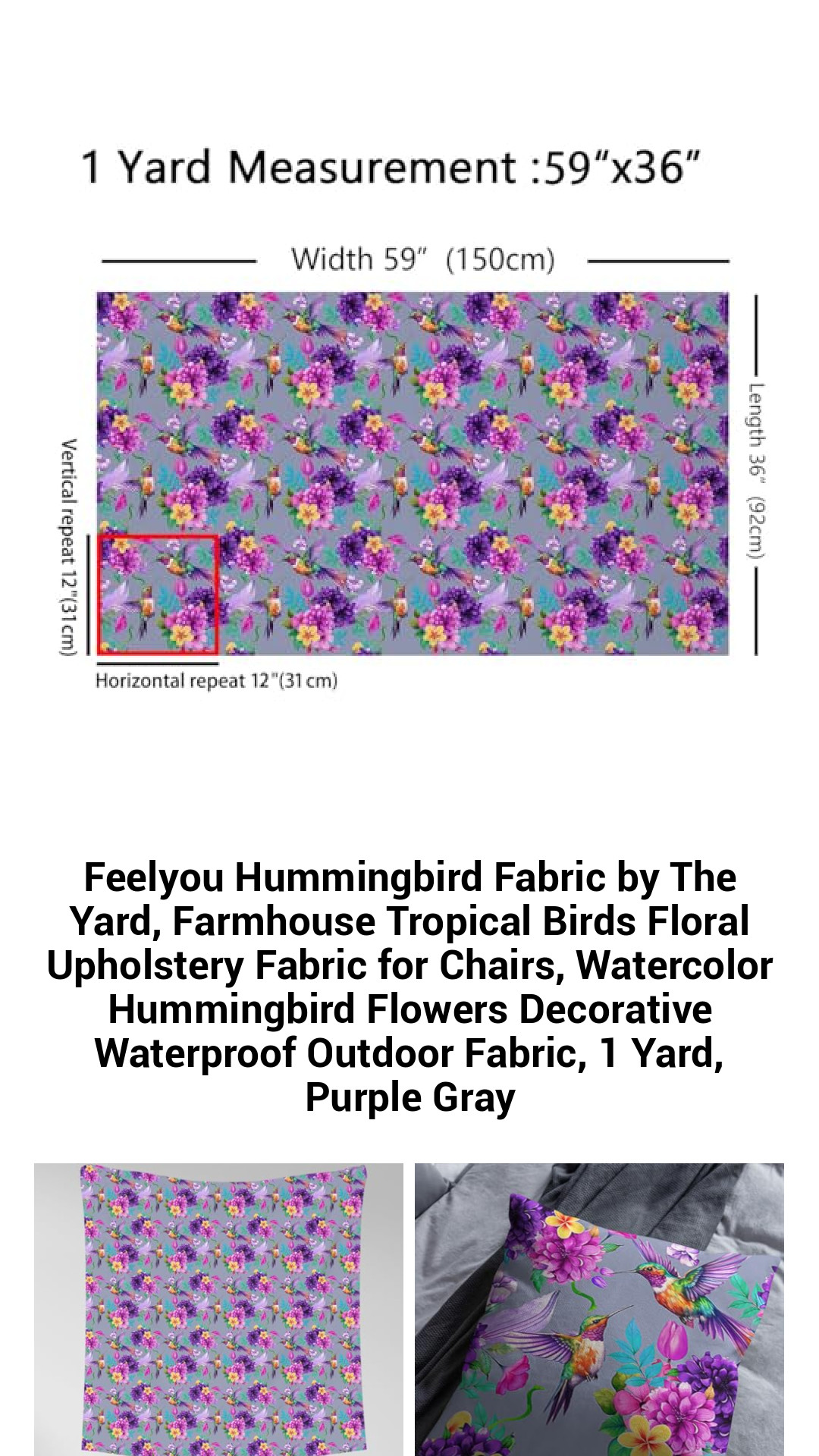 Hummingbird Paradise Fabric by The Yard - Vibrant Floral Upholstery for Stylish Outdoor and Indoor Decor