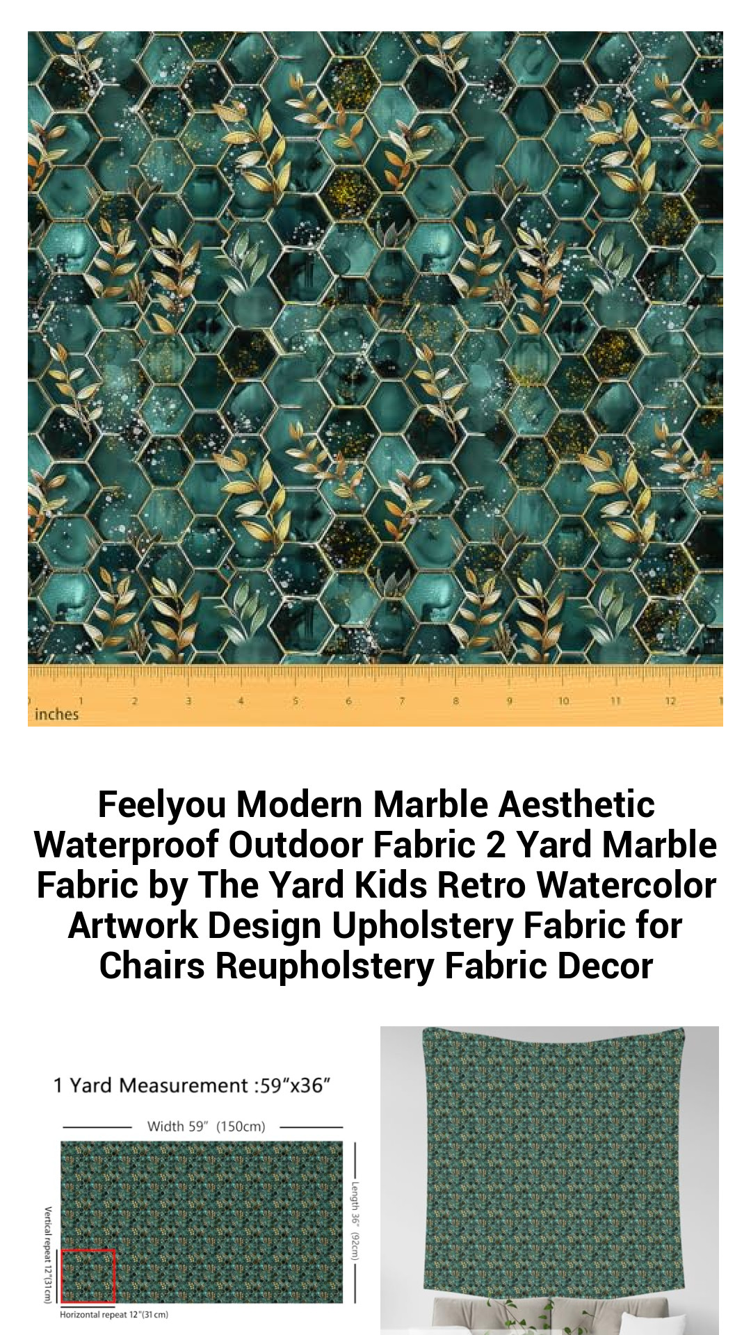 Luxe Marble Waterproof Fabric for Stylish Outdoor & Indoor Décor – 2 Yards of Trendy Retro Watercolor Upholstery Material