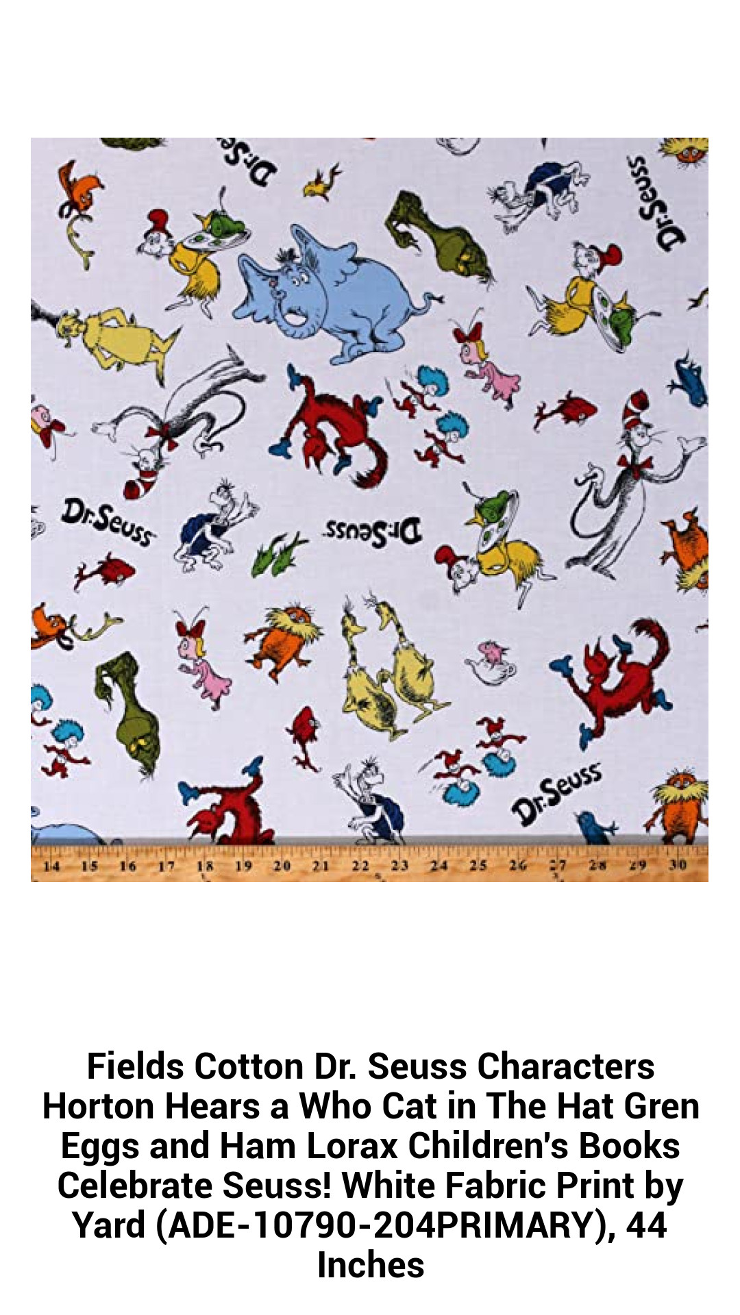 Celebrate Dr. Seuss with Whimsical Cotton Fabric Featuring Iconic Characters – 44 Inches Wide, Sold by the Yard