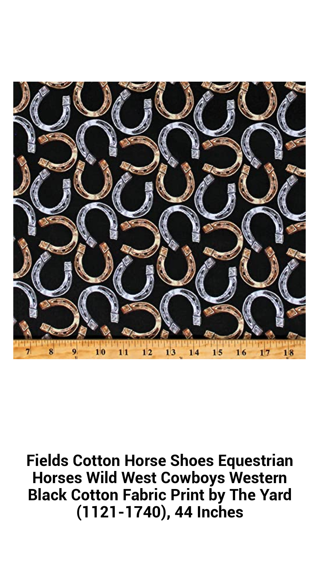 Premium Wild West Cowboy Cotton Fabric Print - Equestrian Horse Shoes Design, 44 Inch Wide, Sold By The Yard
