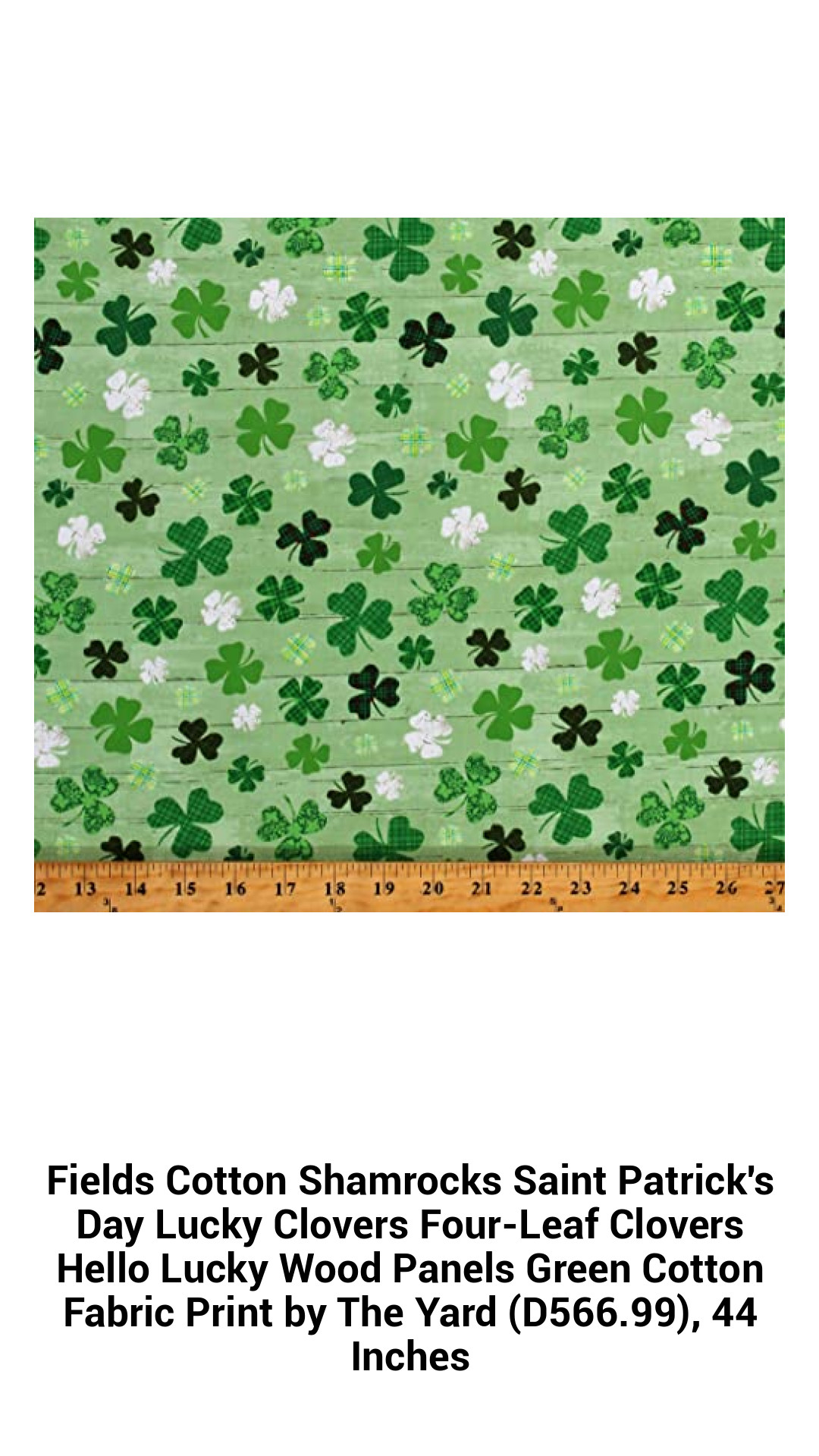 Fields Cotton Shamrocks Saint Patrick's Day Lucky Clovers Four-Leaf Clovers Hello Lucky Wood Panels Green Cotton Fabric Print by The Yard (D566.99), 44 Inches Fields Cotton Shamrocks Saint Patrick's Day Lucky Clovers Four-Leaf Clovers Hello Lucky Wood Panels Green Cotton Fabric Print by The Yard (D566.99), 44 Inches