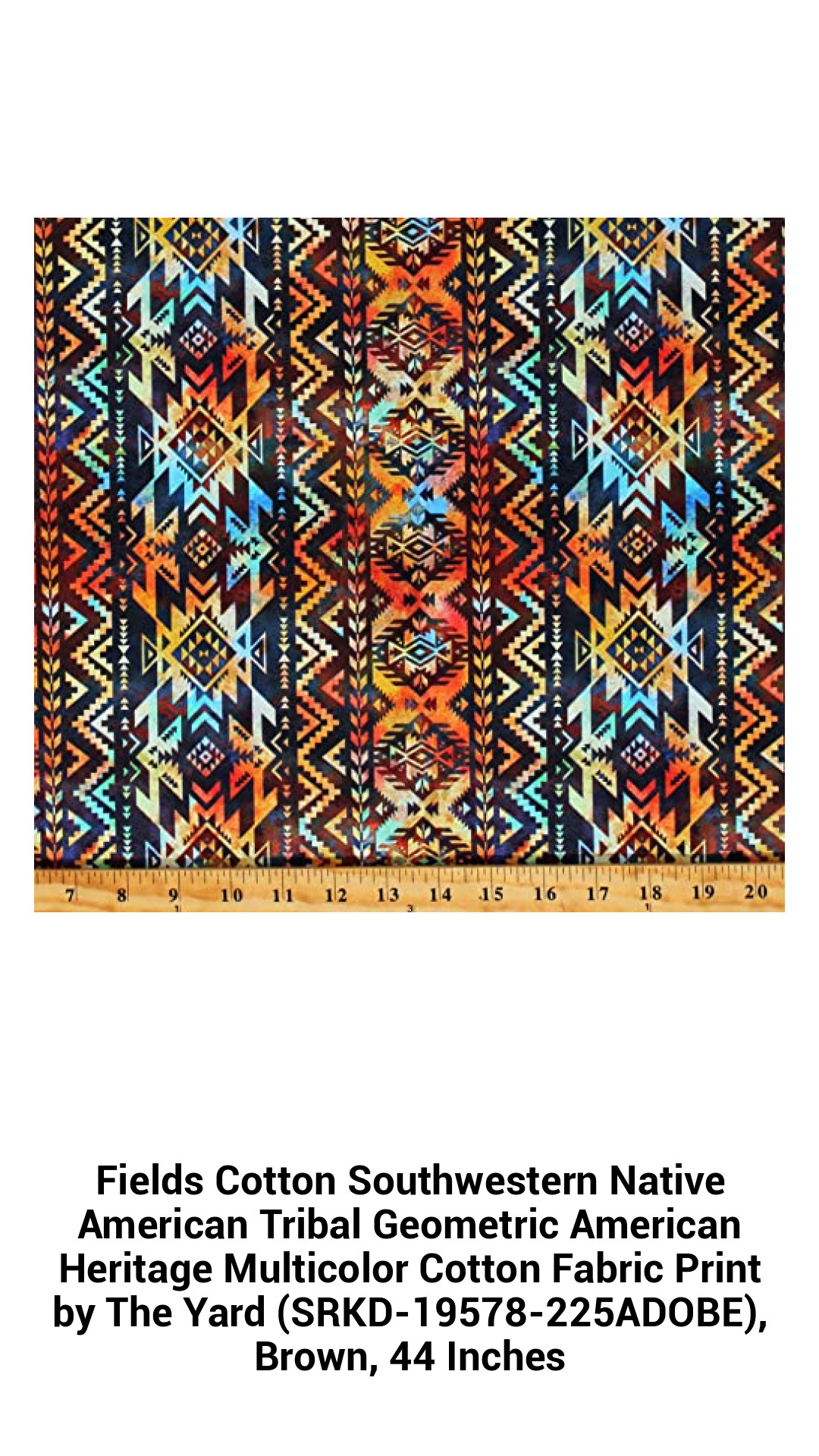 Vibrant Southwestern Geometric Cotton Fabric - Native American Heritage Design, Multicolor Print by the Yard, 44 Inches Wide