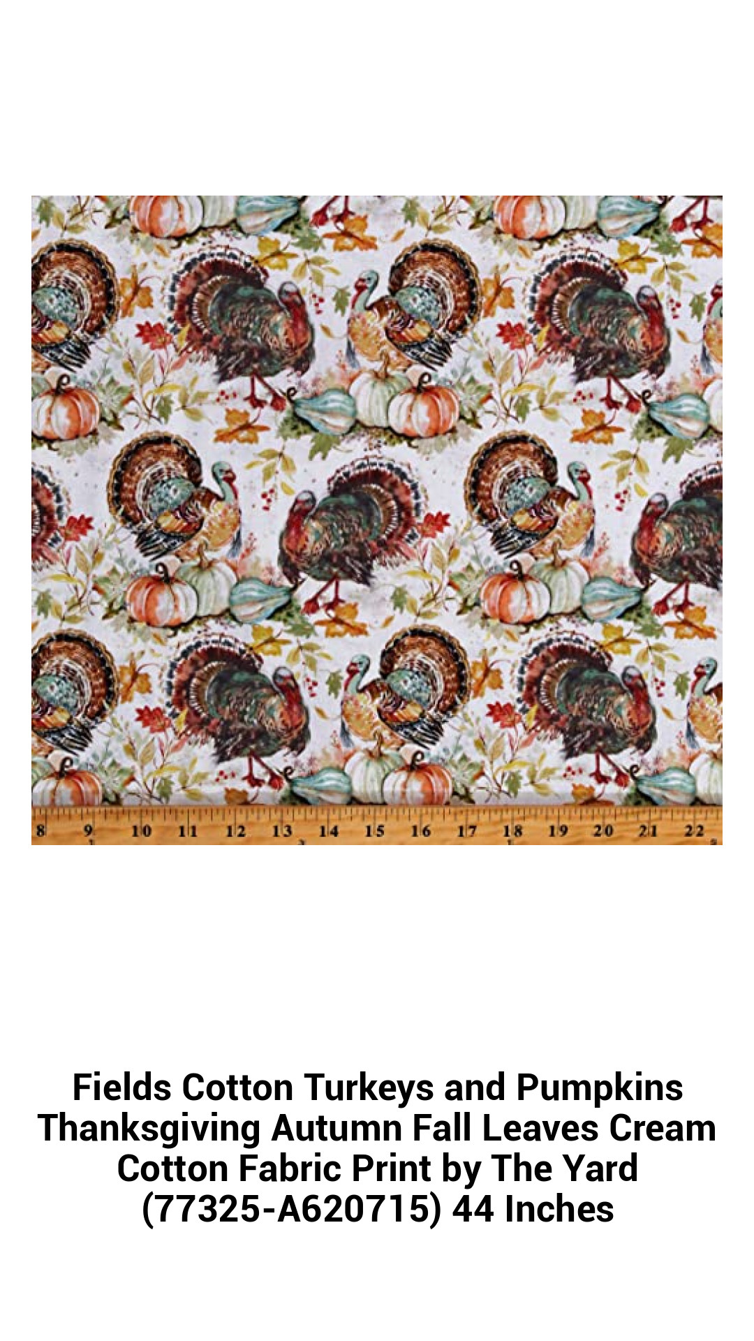Warm Autumn Charm - Fields Cotton Fabric with Turkeys, Pumpkins, and Fall Leaves, 44 Inches Wide, Perfect for Thanksgiving Projects, Sold by the Yard