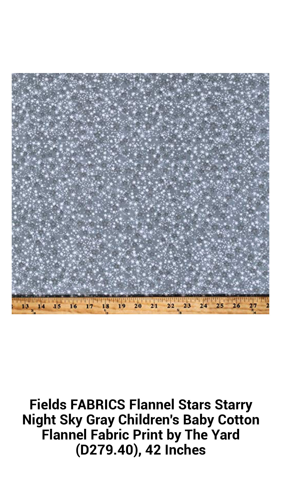 Cozy Gray Starry Night Cotton Flannel Fabric - Perfect for Baby & Children's Projects, 42" Wide Sold by the Yard